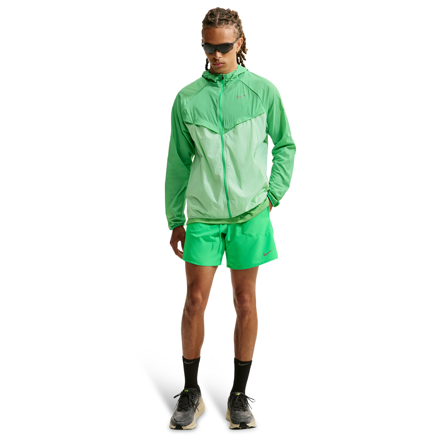 Nike Dri-FIT Stride 2in1 7" Shorts - Men's - Reflective Silver/Green Spark