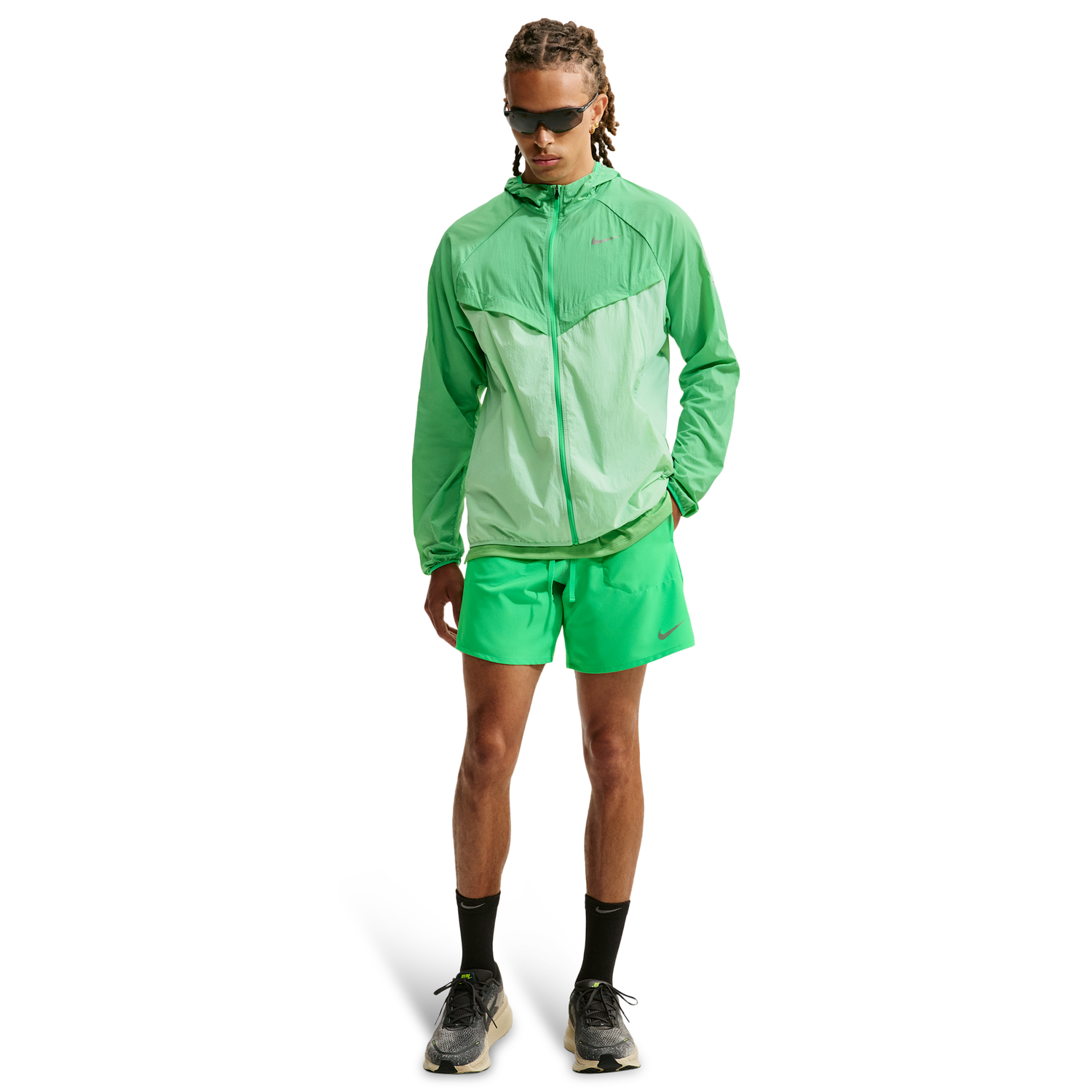 Nike Dri-FIT Stride 2in1 7" Shorts - Men's - Reflective Silver/Green Spark