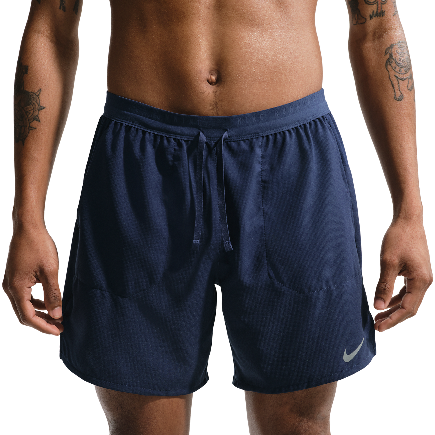 Nike Dri-FIT Stride 2in1 7" Shorts - Men's - Midnight Navy/Reflective Silver