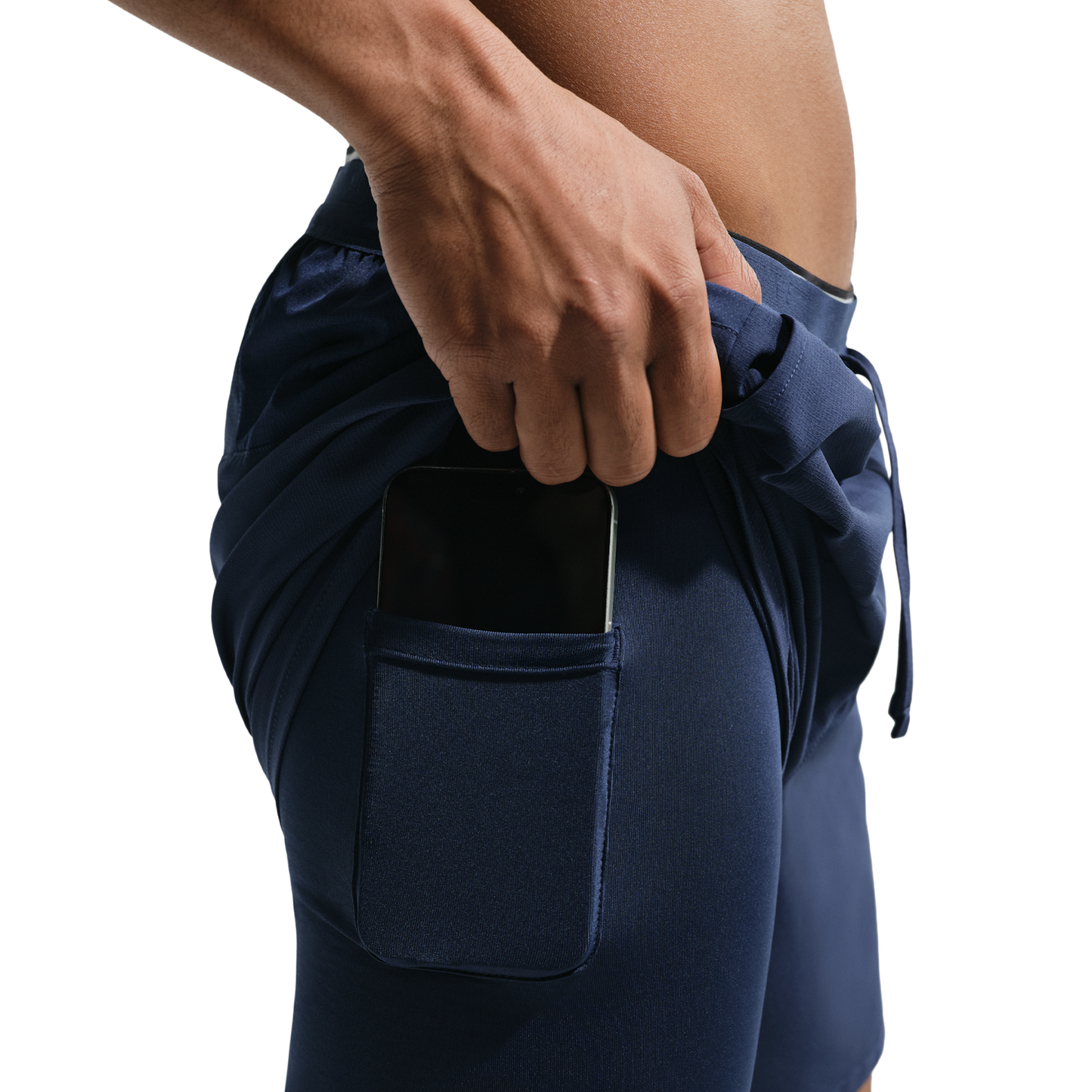 Nike Dri-FIT Stride 2in1 7" Shorts - Men's - Midnight Navy/Reflective Silver