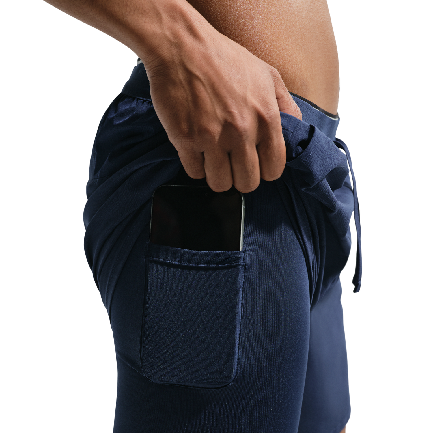 Nike Dri-FIT Stride 2in1 7" Shorts - Men's - Midnight Navy/Reflective Silver
