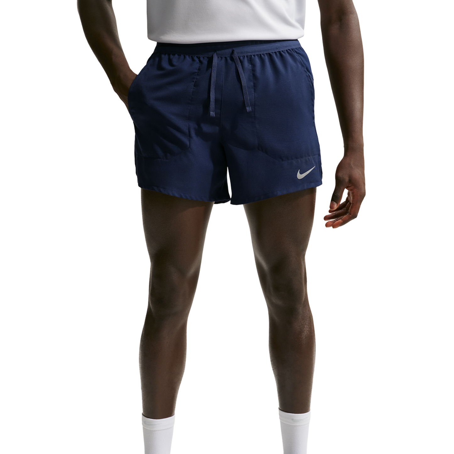 Nike Dri-FIT Stride 5in Brief-Lined Shorts - Men's - Midnight Navy/Reflective Silver
