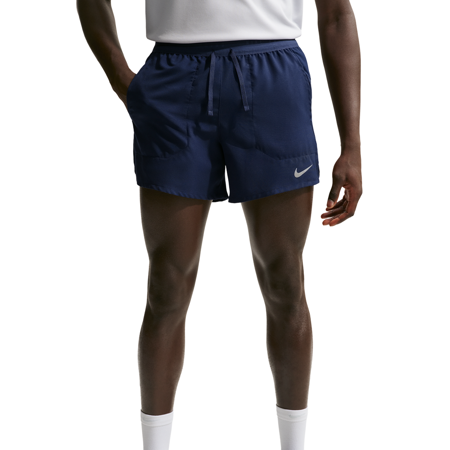 Nike Dri-FIT Stride 5in Brief-Lined Shorts - Men's - Midnight Navy/Reflective Silver