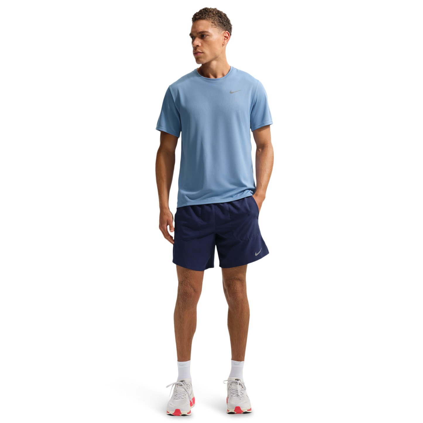 Nike Dri-FIT Stride 7in Brief-Lined Shorts - Men's - Reflective Silver/Midnight Navy