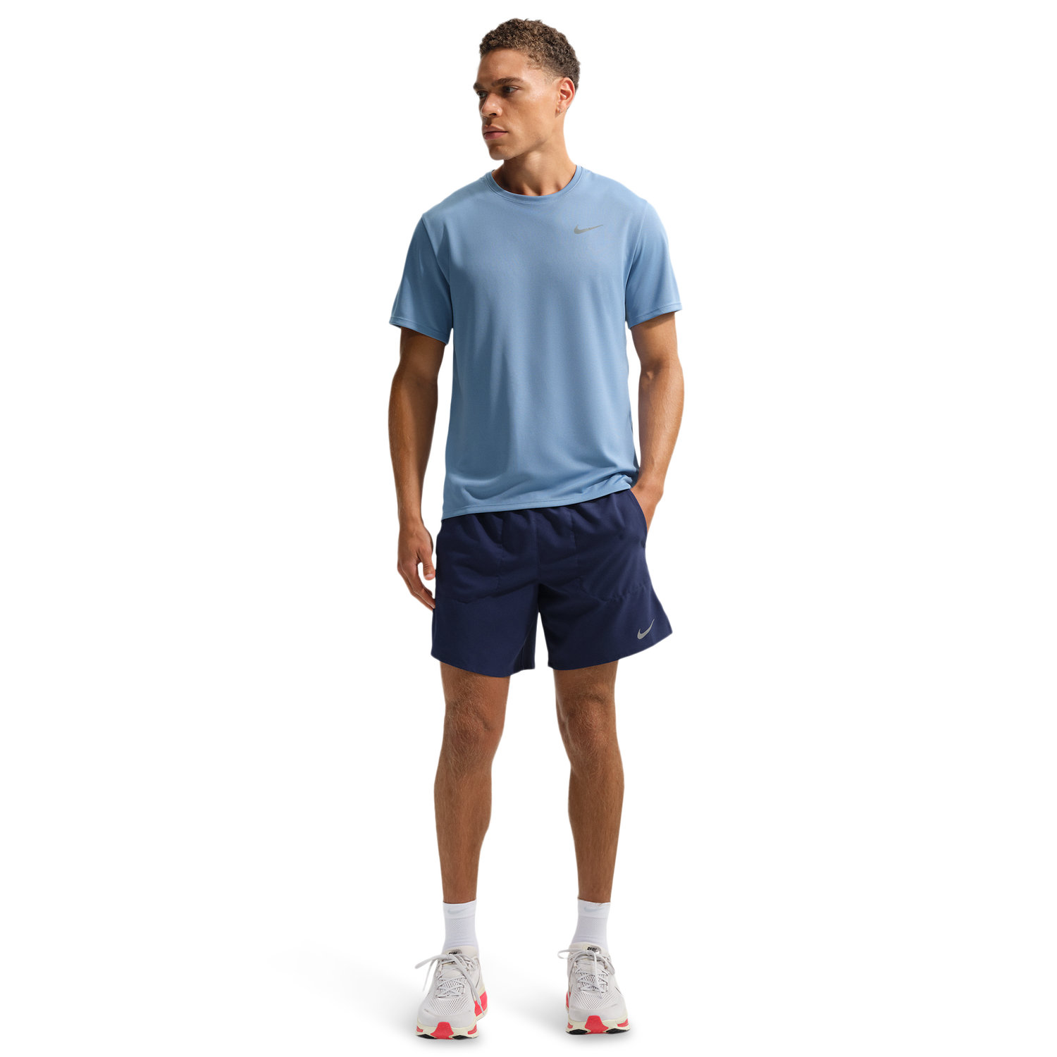 Nike Dri-FIT Stride 7in Brief-Lined Shorts - Men's - Reflective Silver/Midnight Navy