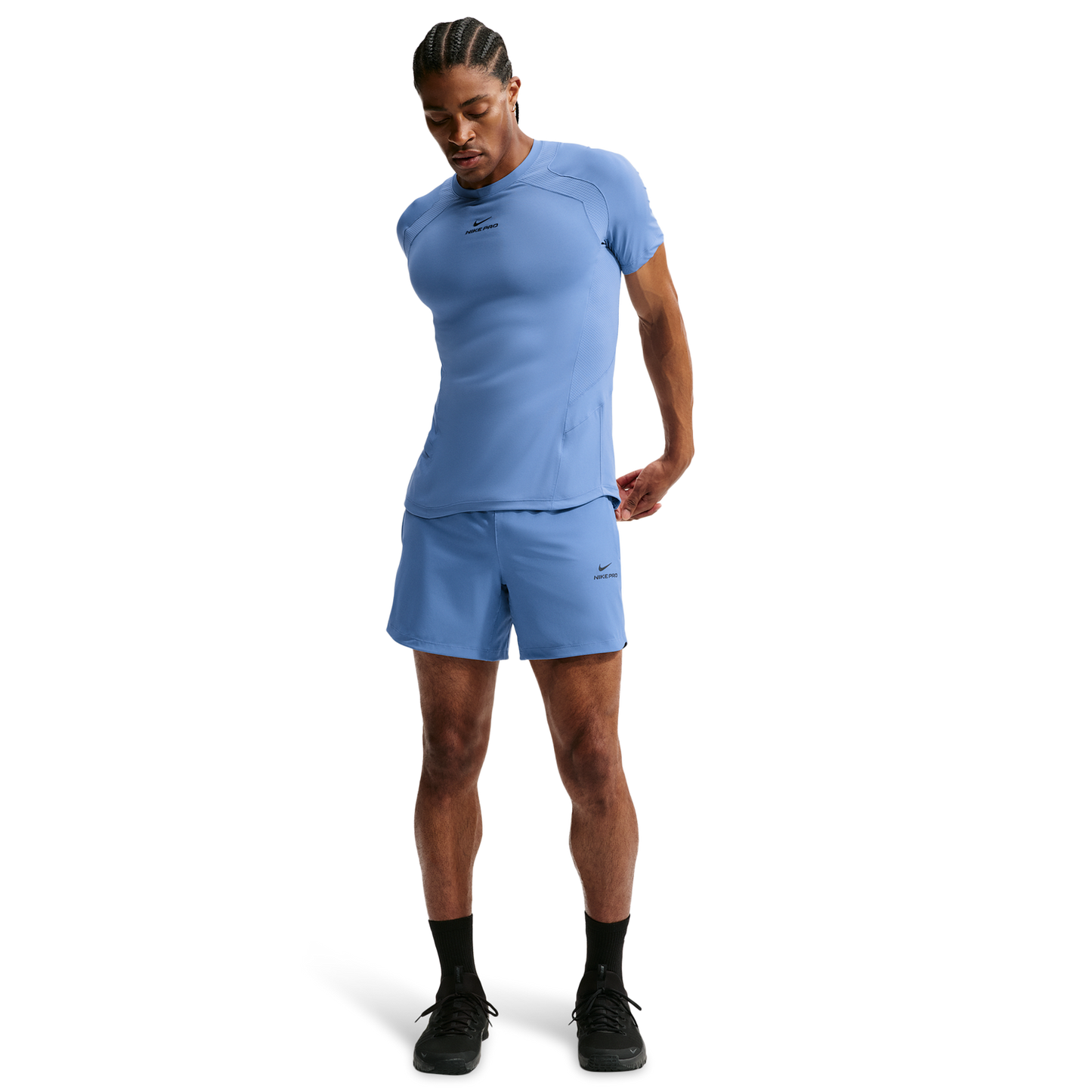 Nike Pro Training Dri-FIT Adv SS Top - Men's - Indigo Storm/Indigo Storm/Black