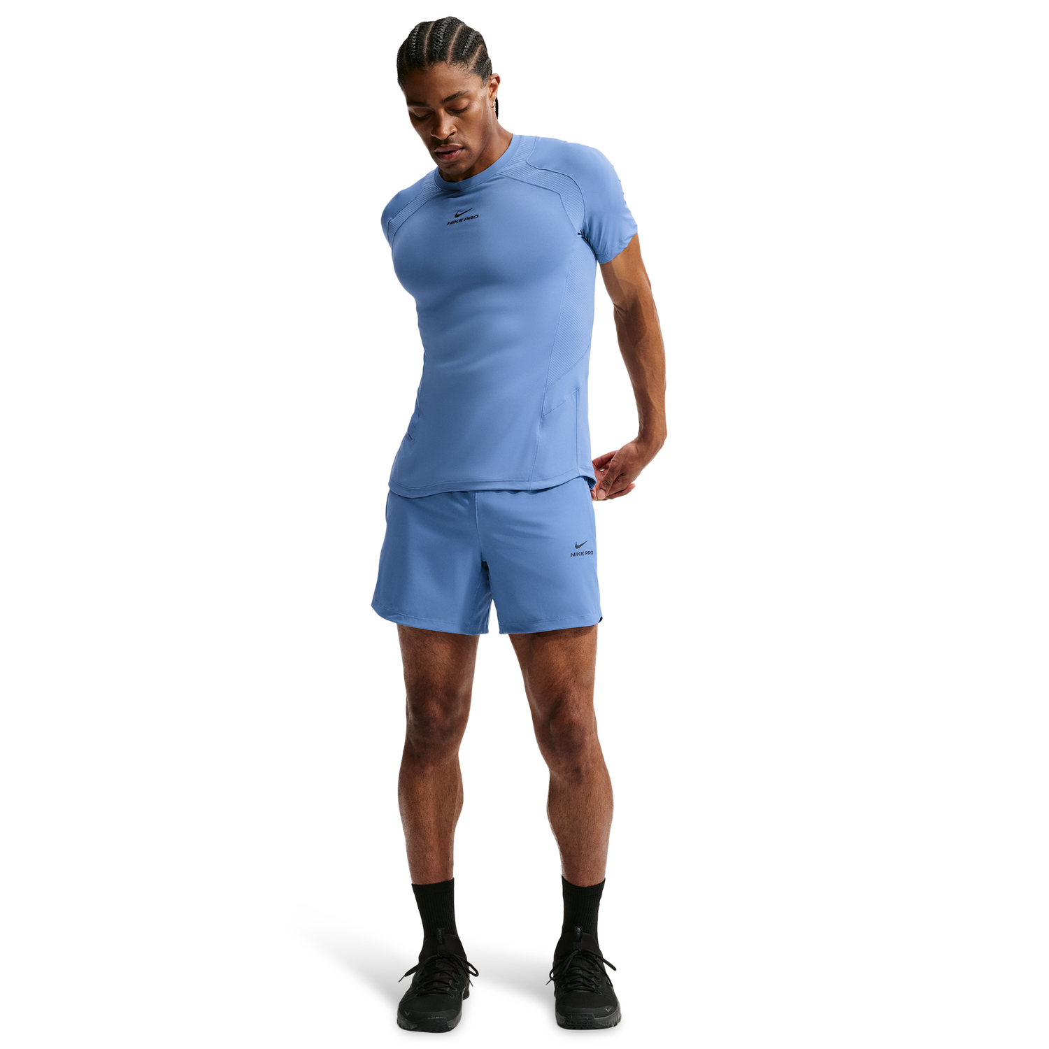 Nike Pro Training Dri-FIT Adv SS Top - Men's - Indigo Storm/Indigo Storm/Black
