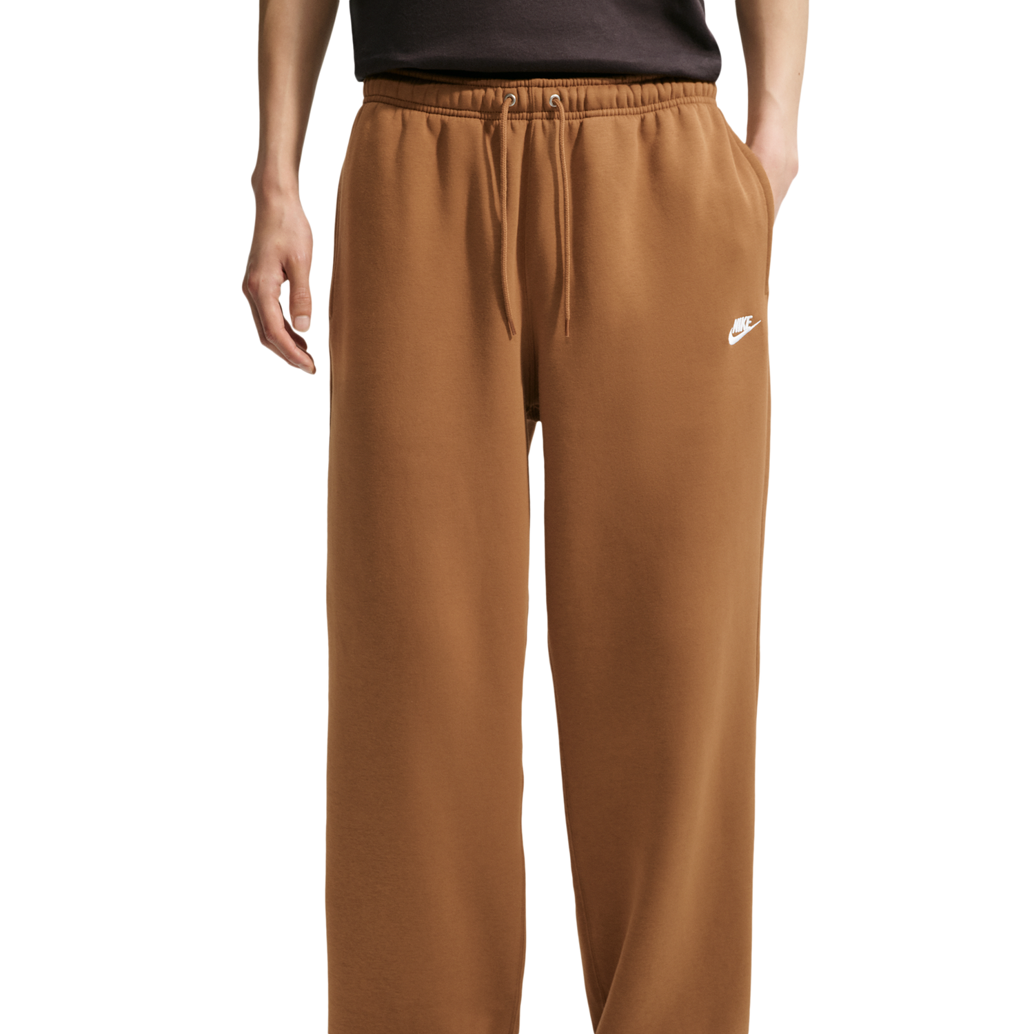 Nike Club Fleece Bungee Pants - Men's - Ale Brown/Ale Brown/White