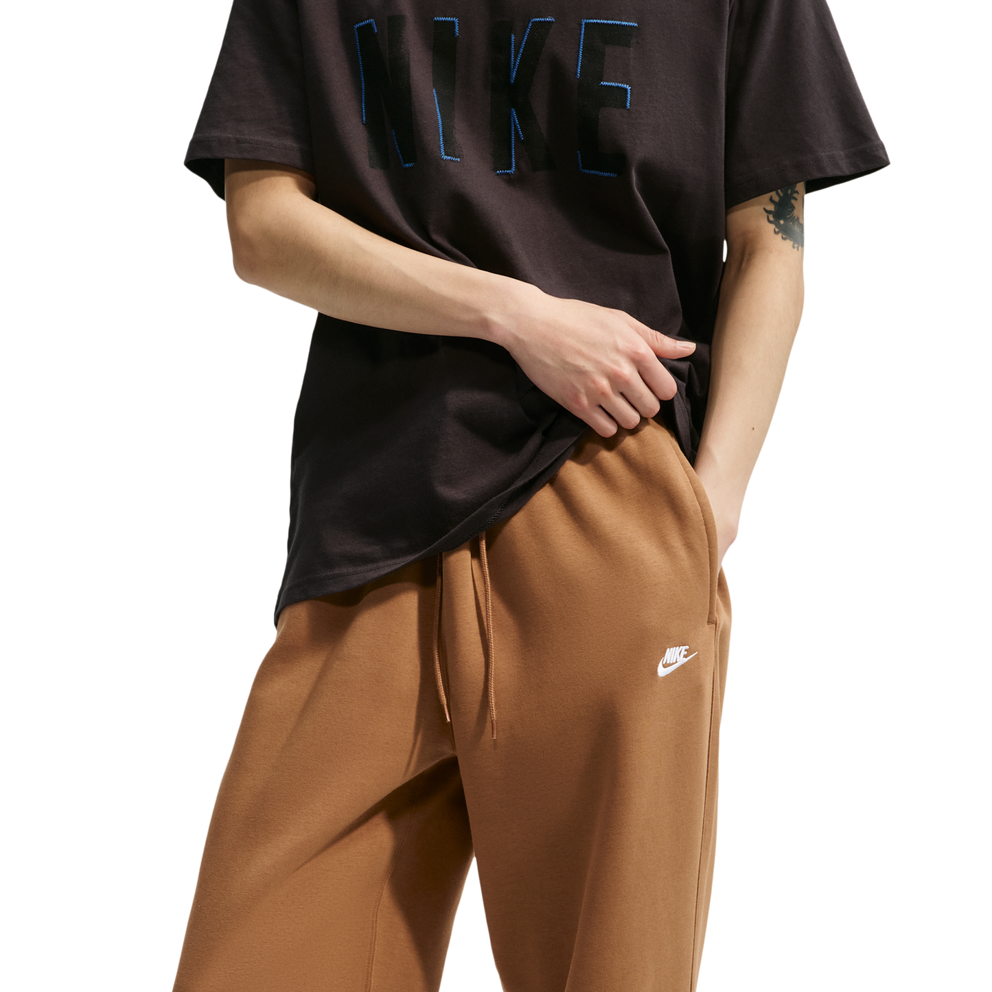 Nike Club Fleece Bungee Pants - Men's - Ale Brown/Ale Brown/White