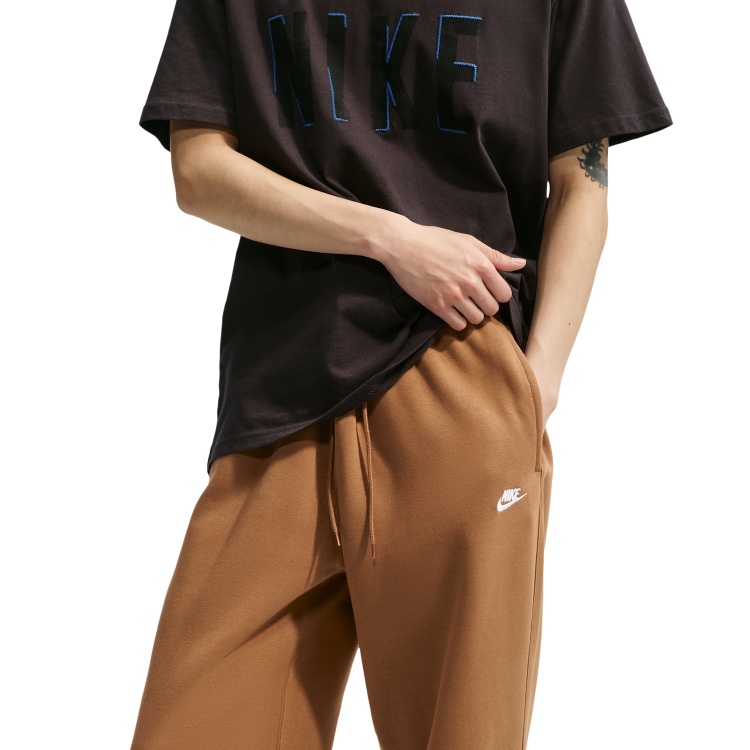 Nike Club Fleece Bungee Pants - Men's - Ale Brown/Ale Brown/White