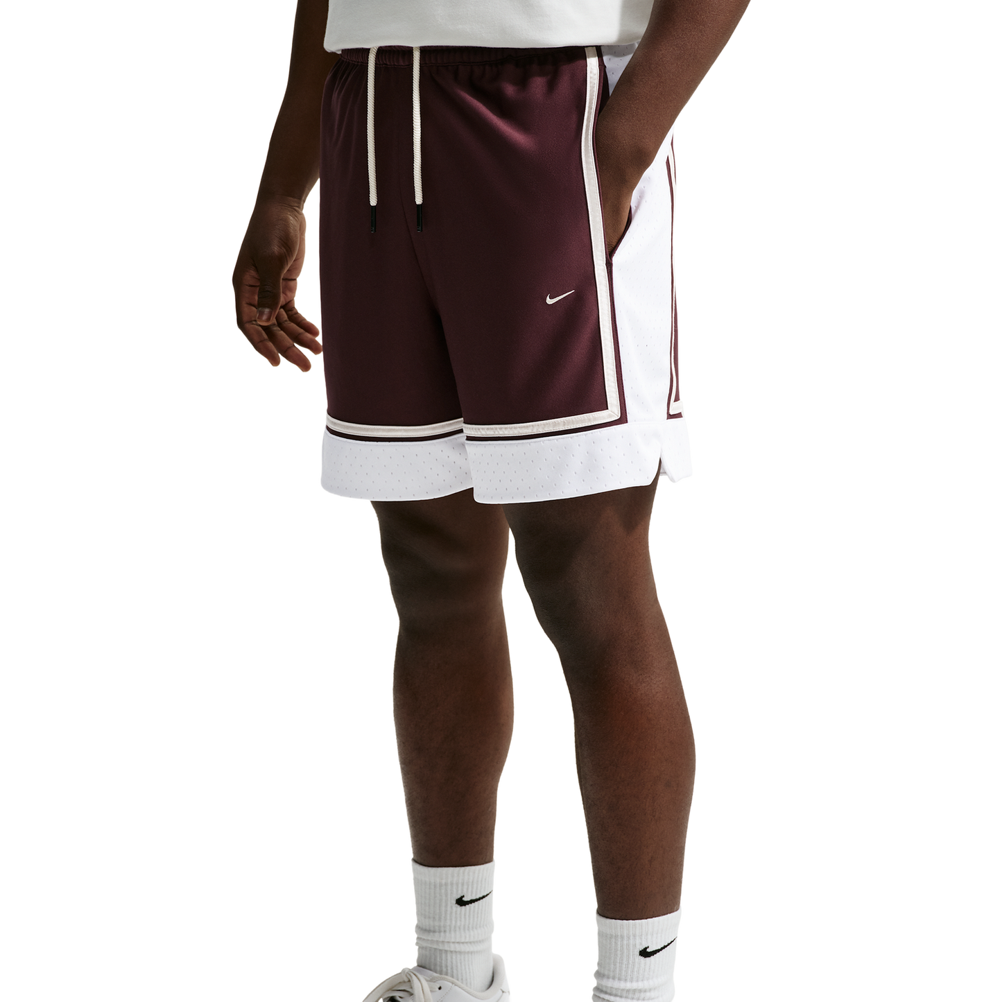 Nike Dri-FIT SI GM Pro 6IN Shorts - Men's - White/Pale Ivory/Burgundy Crush