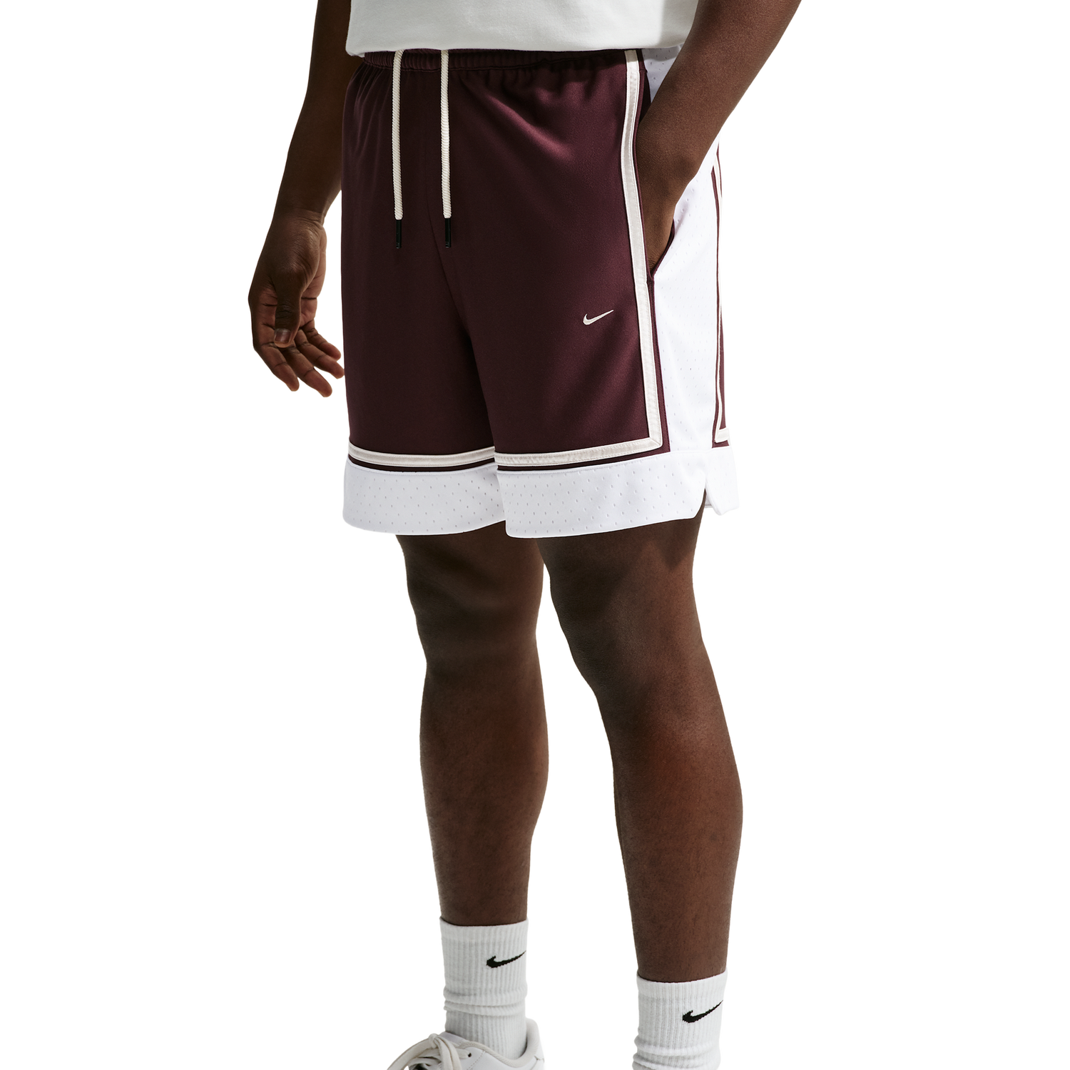 Nike Dri-FIT SI GM Pro 6IN Shorts - Men's - White/Pale Ivory/Burgundy Crush