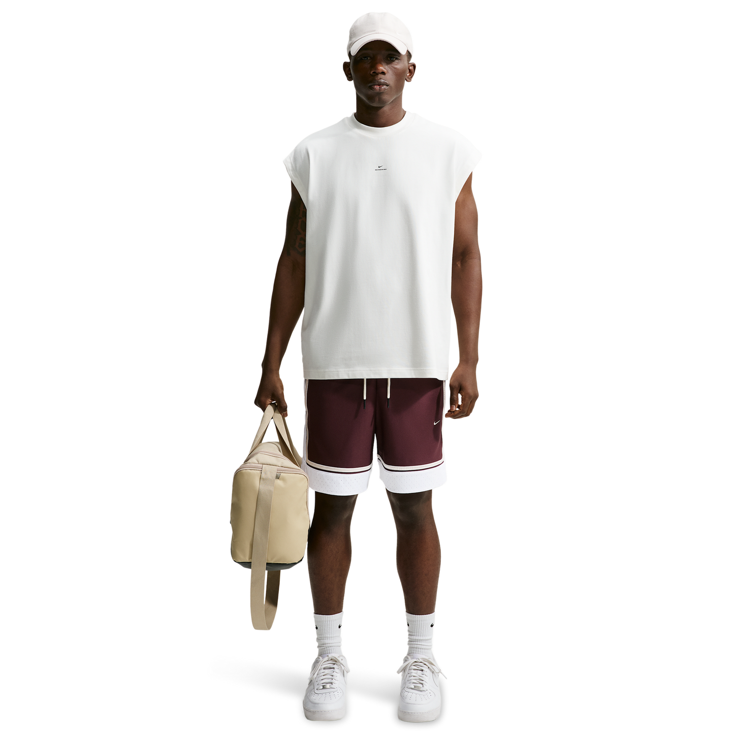 Nike Dri-FIT SI GM Pro 6IN Shorts - Men's - White/Pale Ivory/Burgundy Crush