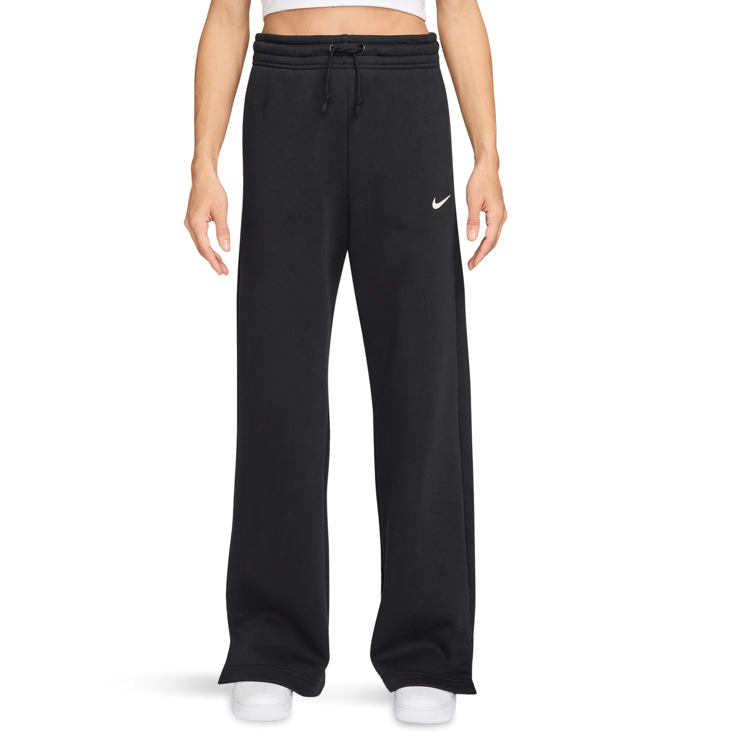 Nike Phoenix Fleece High Rise Wide Pants - Women's - Black/Sail