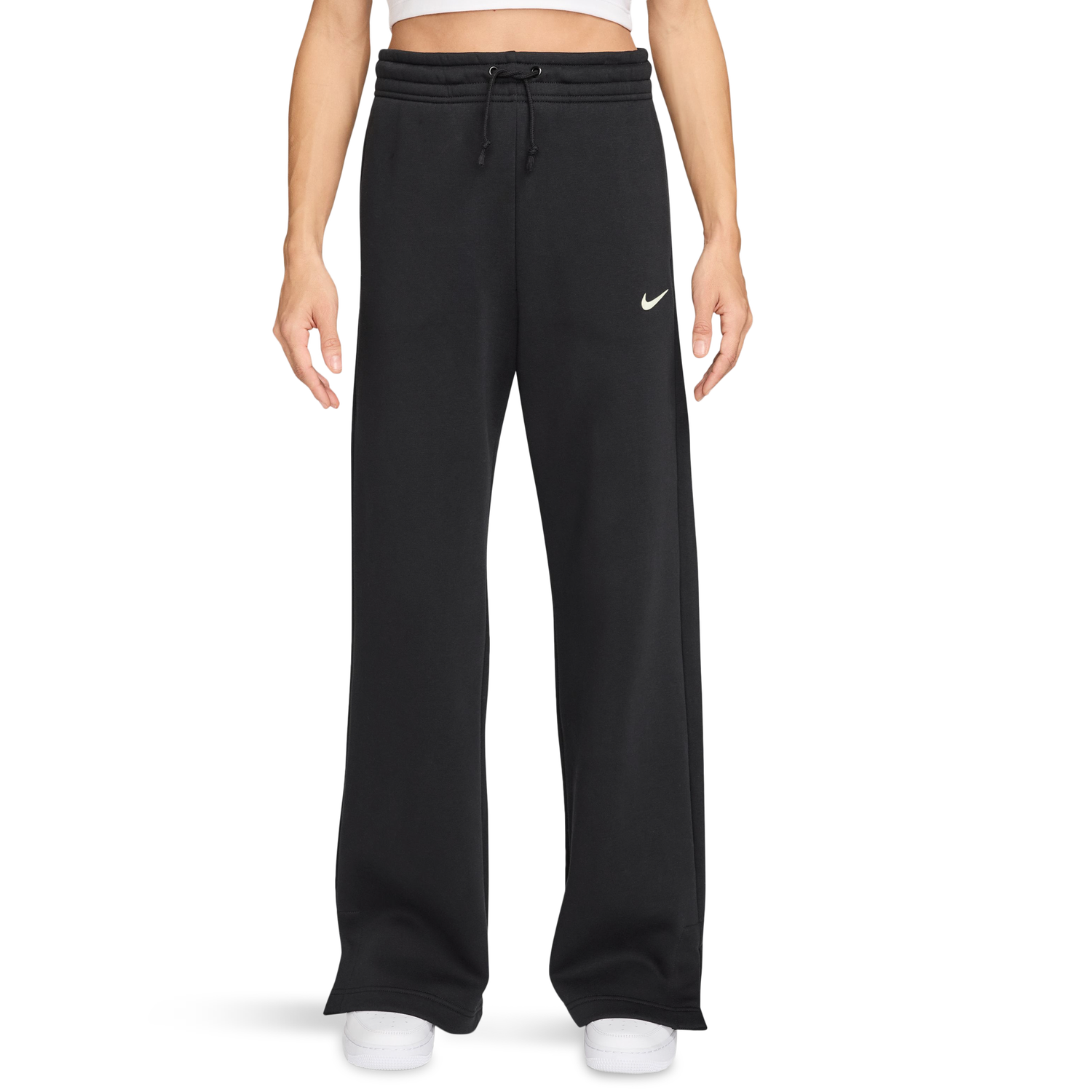 Nike Phoenix Fleece High Rise Wide Pants - Women's - Black/Sail