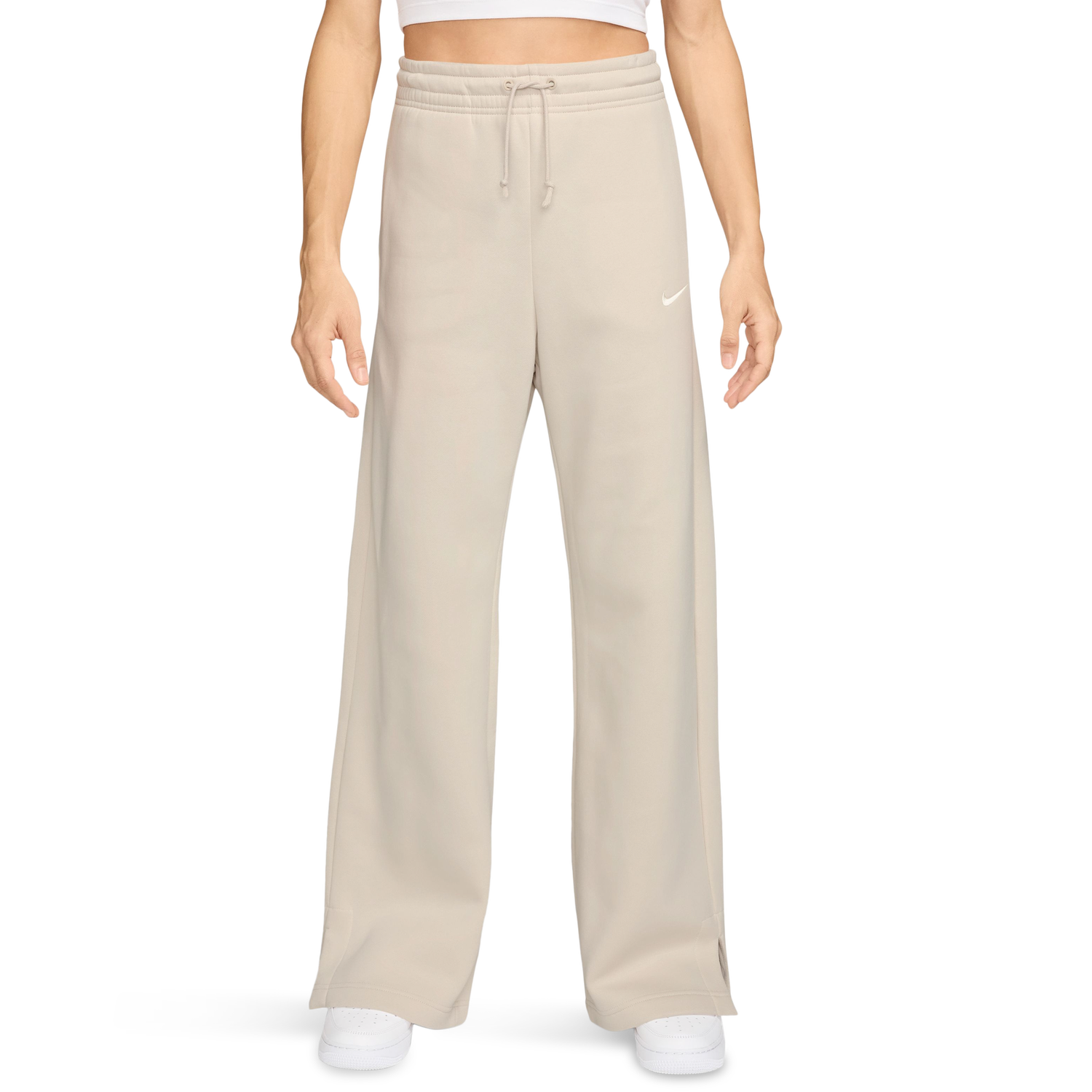 Nike Phoenix Fleece High Rise Wide Pants - Women's - Light Orewood Brown/White