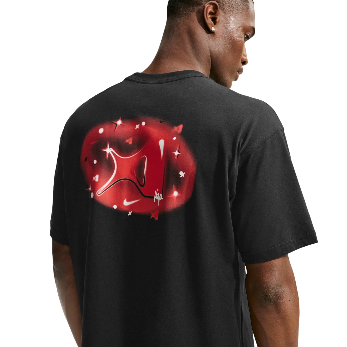 Nike Dri-FIT Aja Airbrush Tee - Men's - Black/University Red