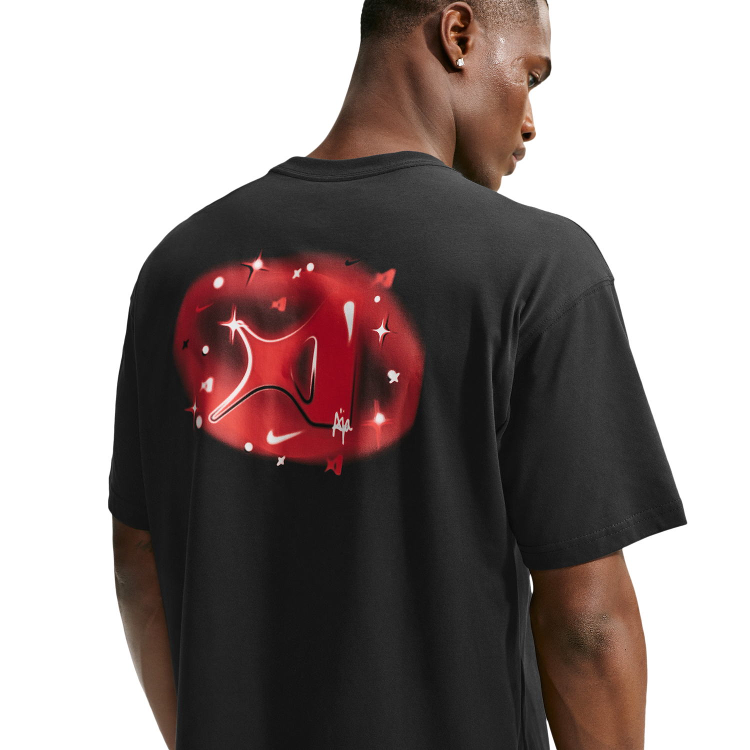 Nike Dri-FIT Aja Airbrush Tee - Men's - Black/University Red