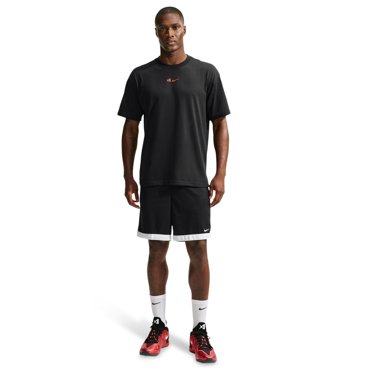 Nike Dri-FIT Aja Airbrush Tee - Men's - Black/University Red