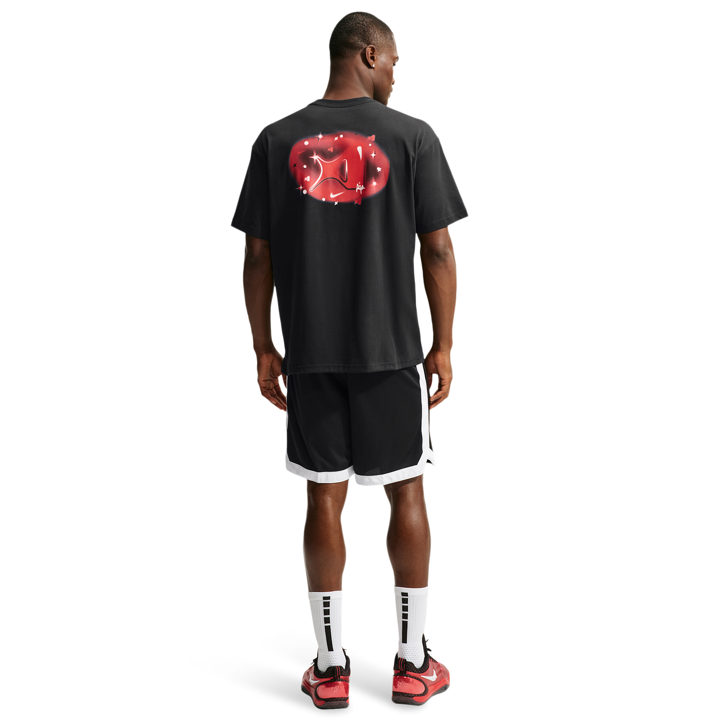 Nike Dri-FIT Aja Airbrush Tee - Men's - Black/University Red