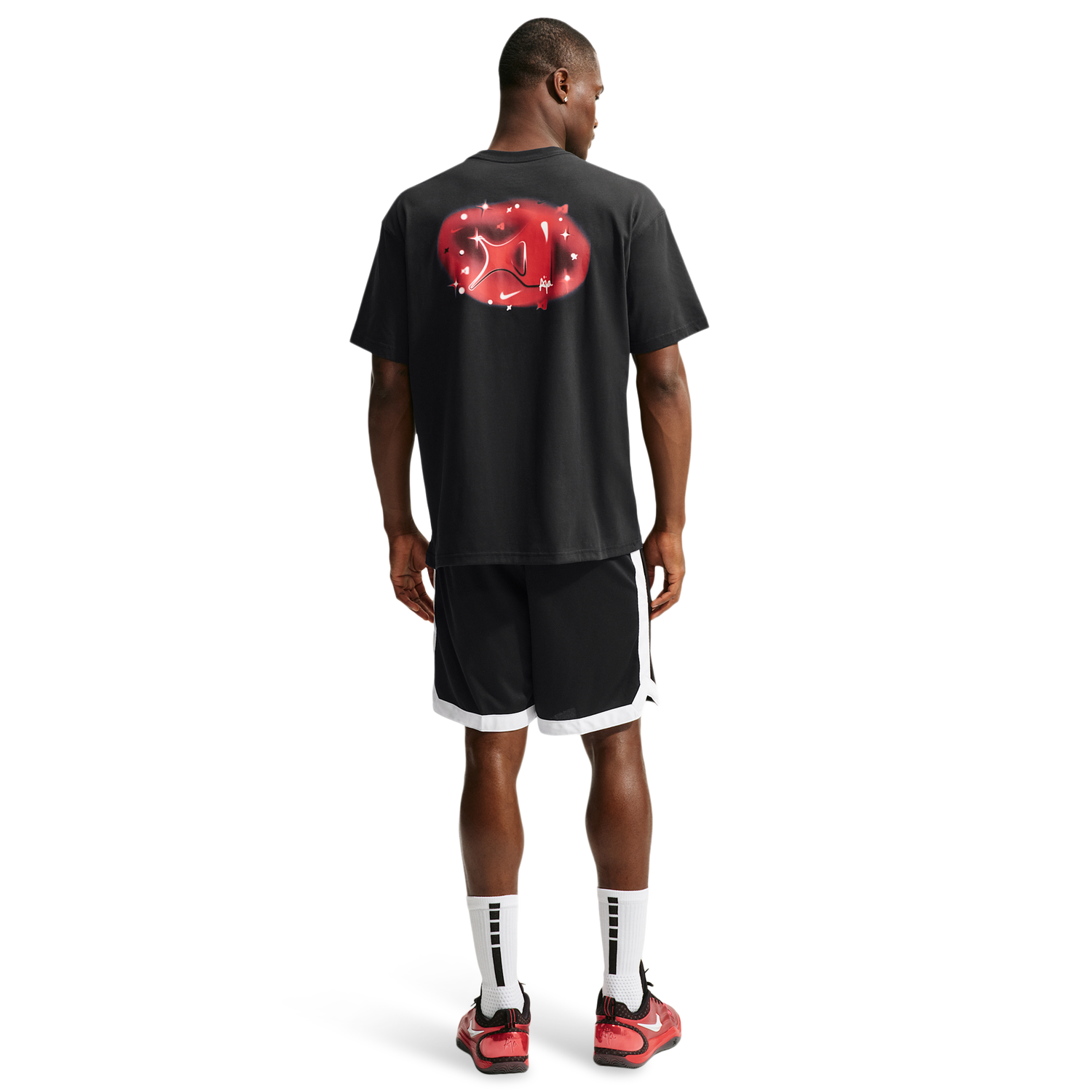 Nike Dri-FIT Aja Airbrush Tee - Men's - Black/University Red