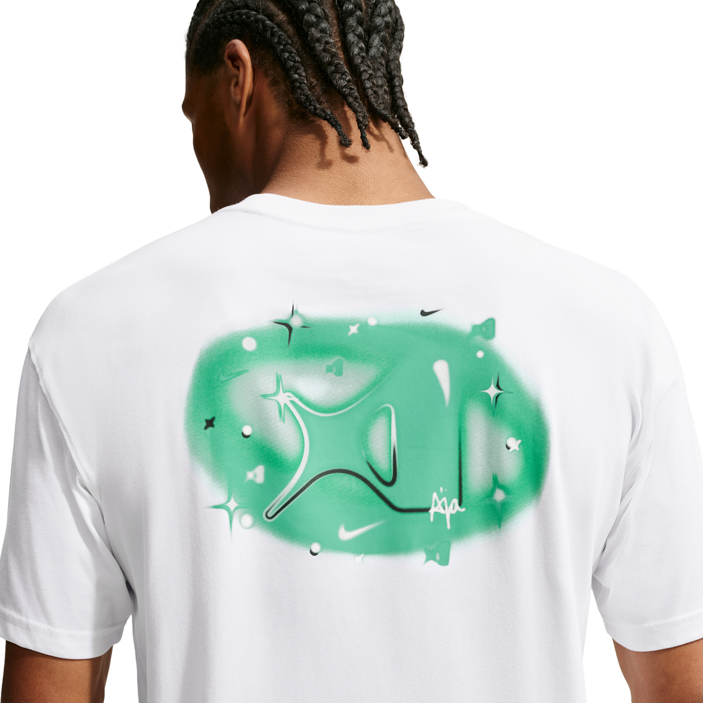 Nike Dri-FIT Aja Airbrush Tee - Men's - White/Light Menta