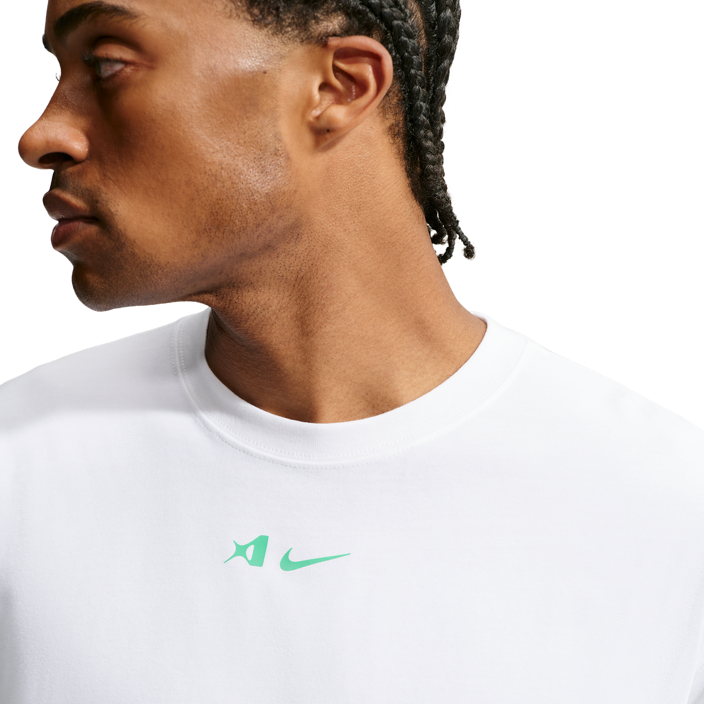 Nike Dri-FIT Aja Airbrush Tee - Men's - White/Light Menta