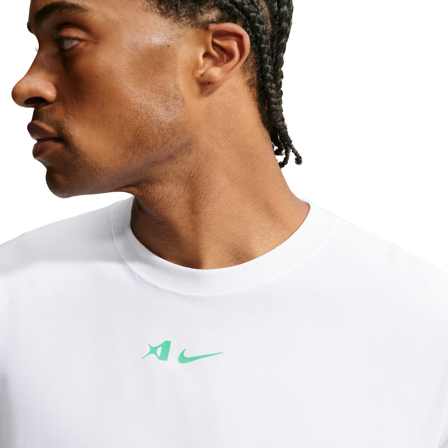 Nike Dri-FIT Aja Airbrush Tee - Men's - White/Light Menta