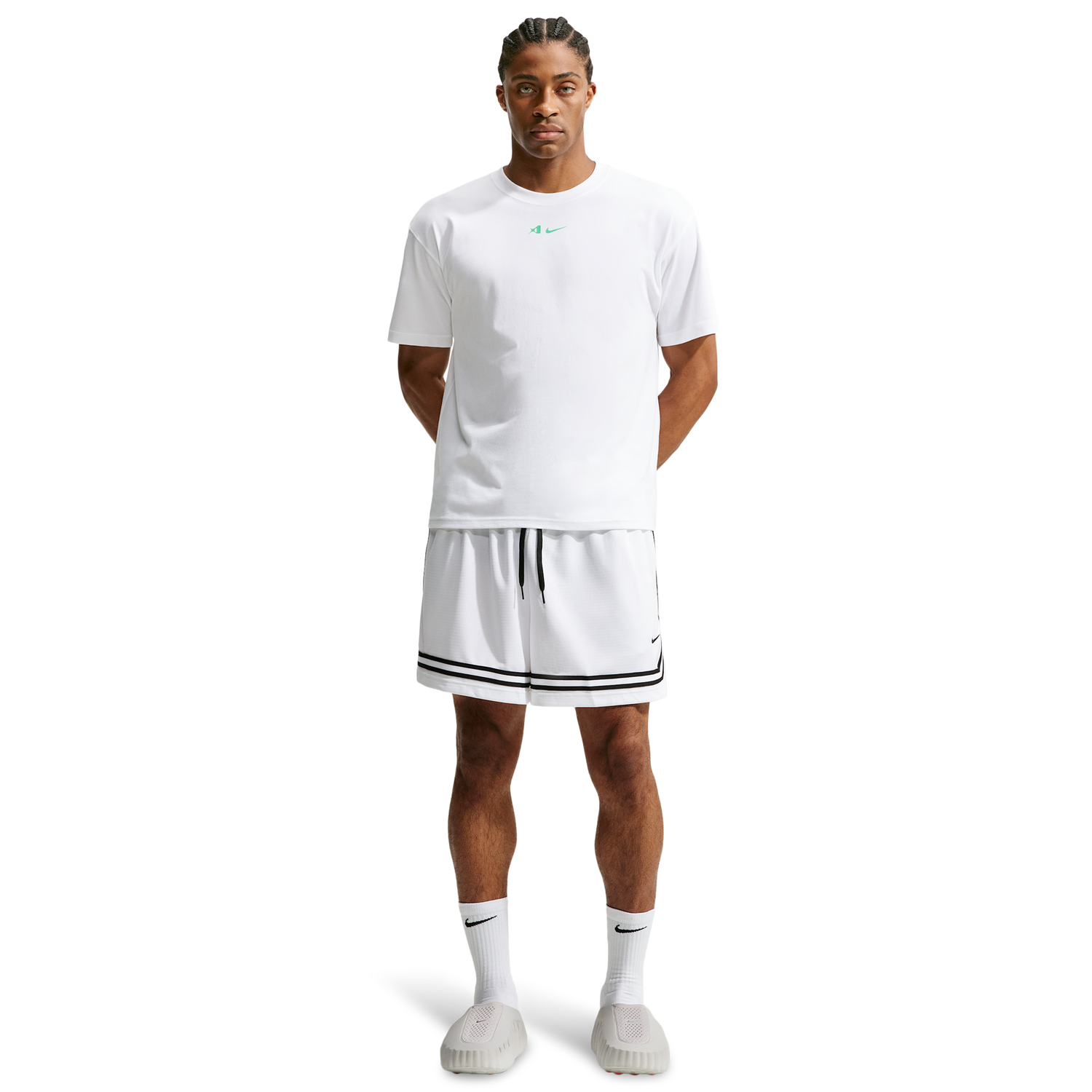 Nike Dri-FIT Aja Airbrush Tee - Men's - White/Light Menta