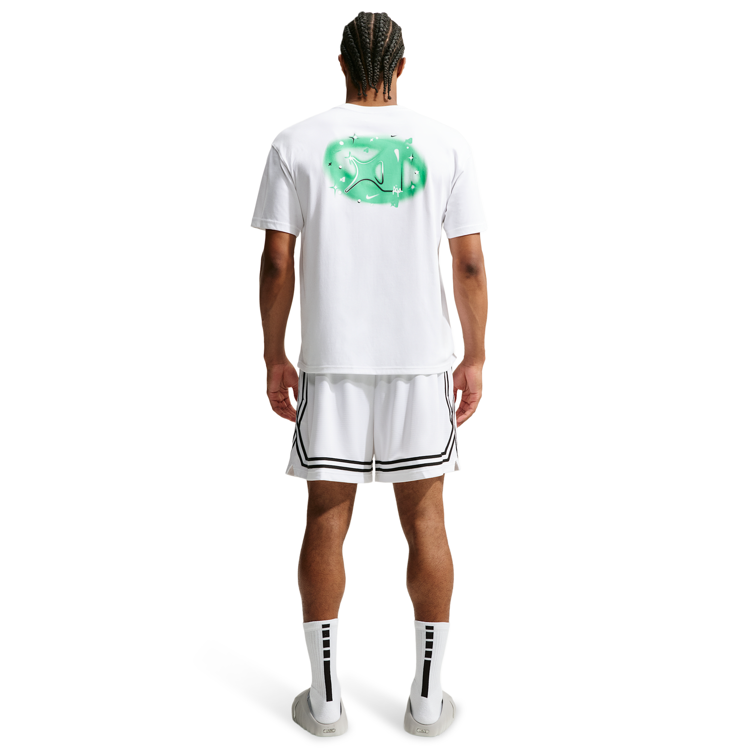 Nike Dri-FIT Aja Airbrush Tee - Men's - White/Light Menta