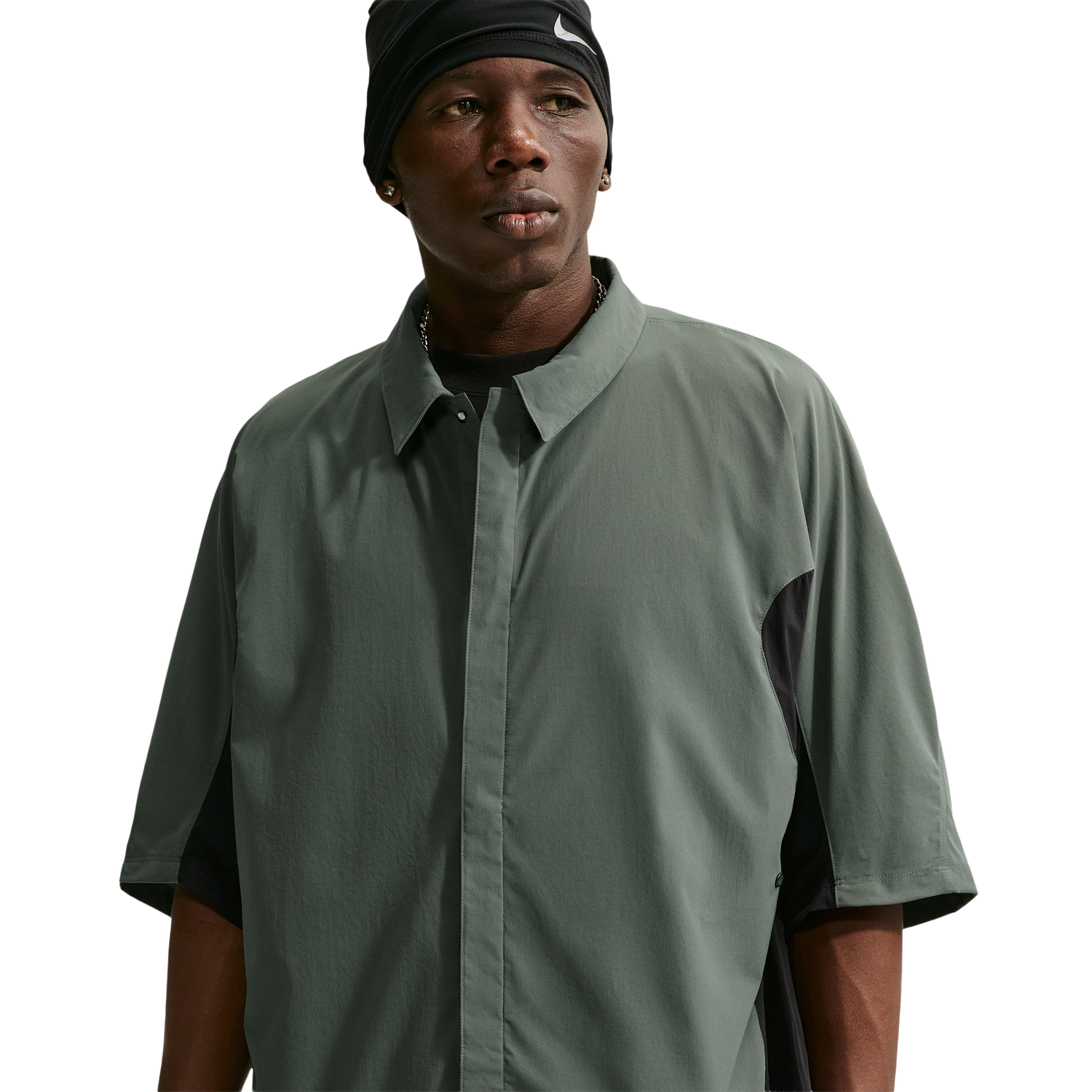 Nike Drifit Tech Helios Sun SS Shirt - Men's - Black/Black/Camo Green