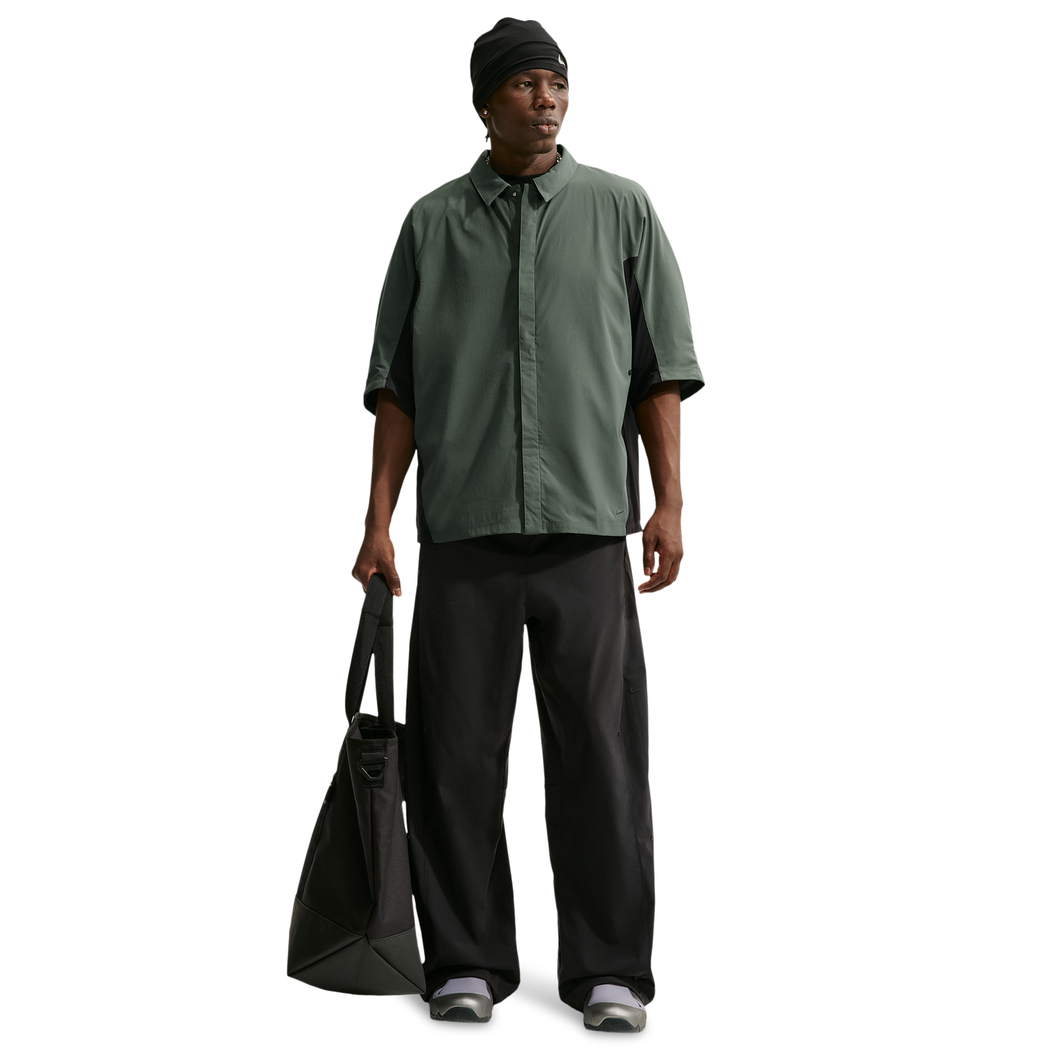 Nike Drifit Tech Helios Sun SS Shirt - Men's - Black/Black/Camo Green