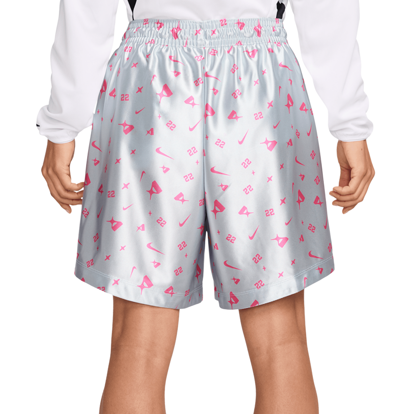 Nike Dri-FIT A'Ja Signature Shine Shorts - Women's - Pure Platinum/Hyper Pink