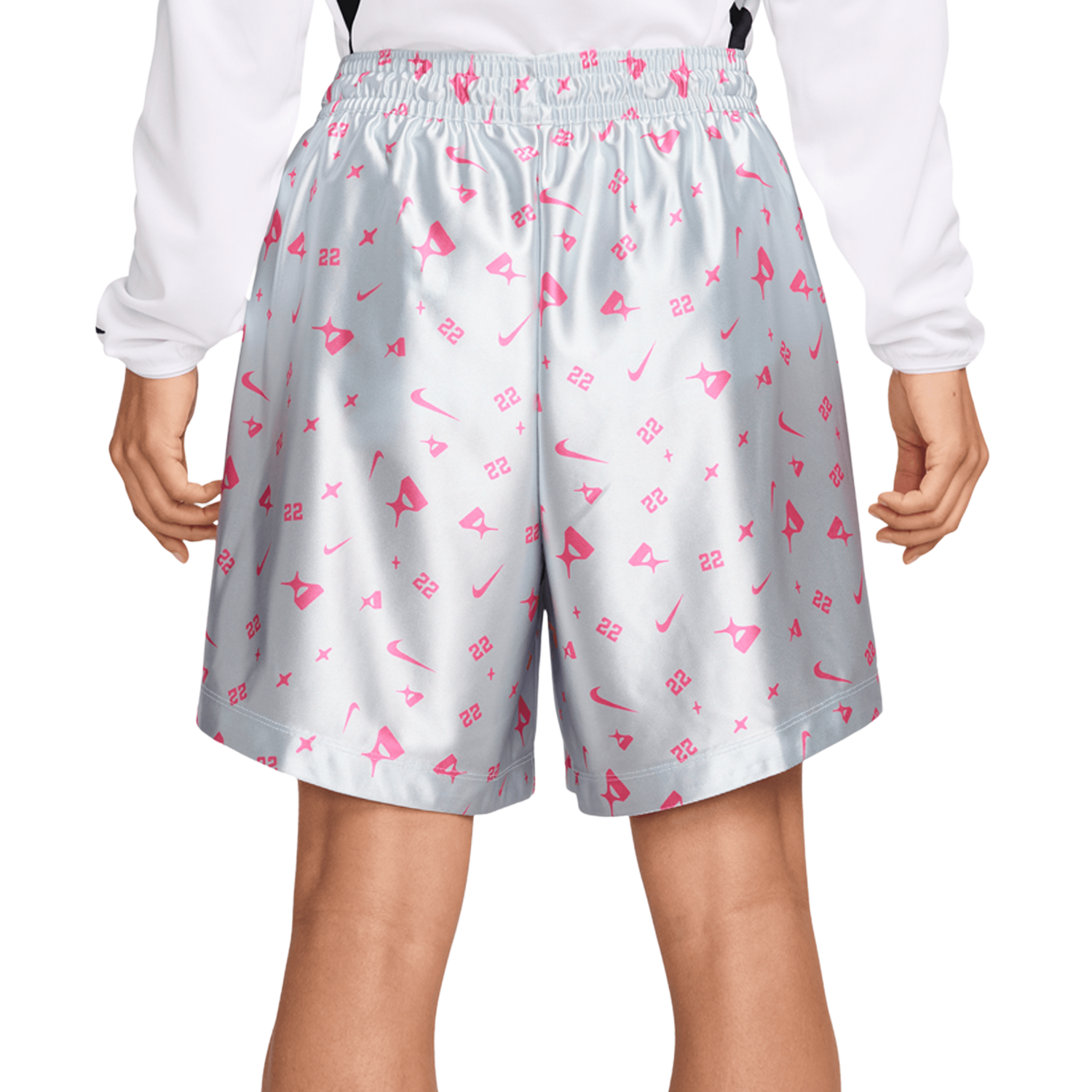 Nike Dri-FIT A'Ja Signature Shine Shorts - Women's - Pure Platinum/Hyper Pink