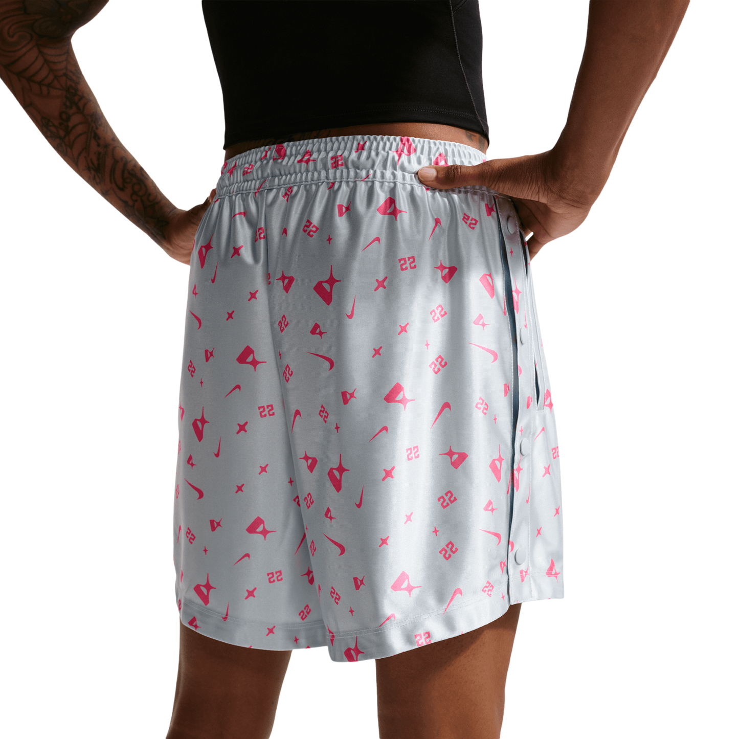 Nike Dri-FIT A'Ja Signature Shine Shorts - Women's - Pure Platinum/Hyper Pink