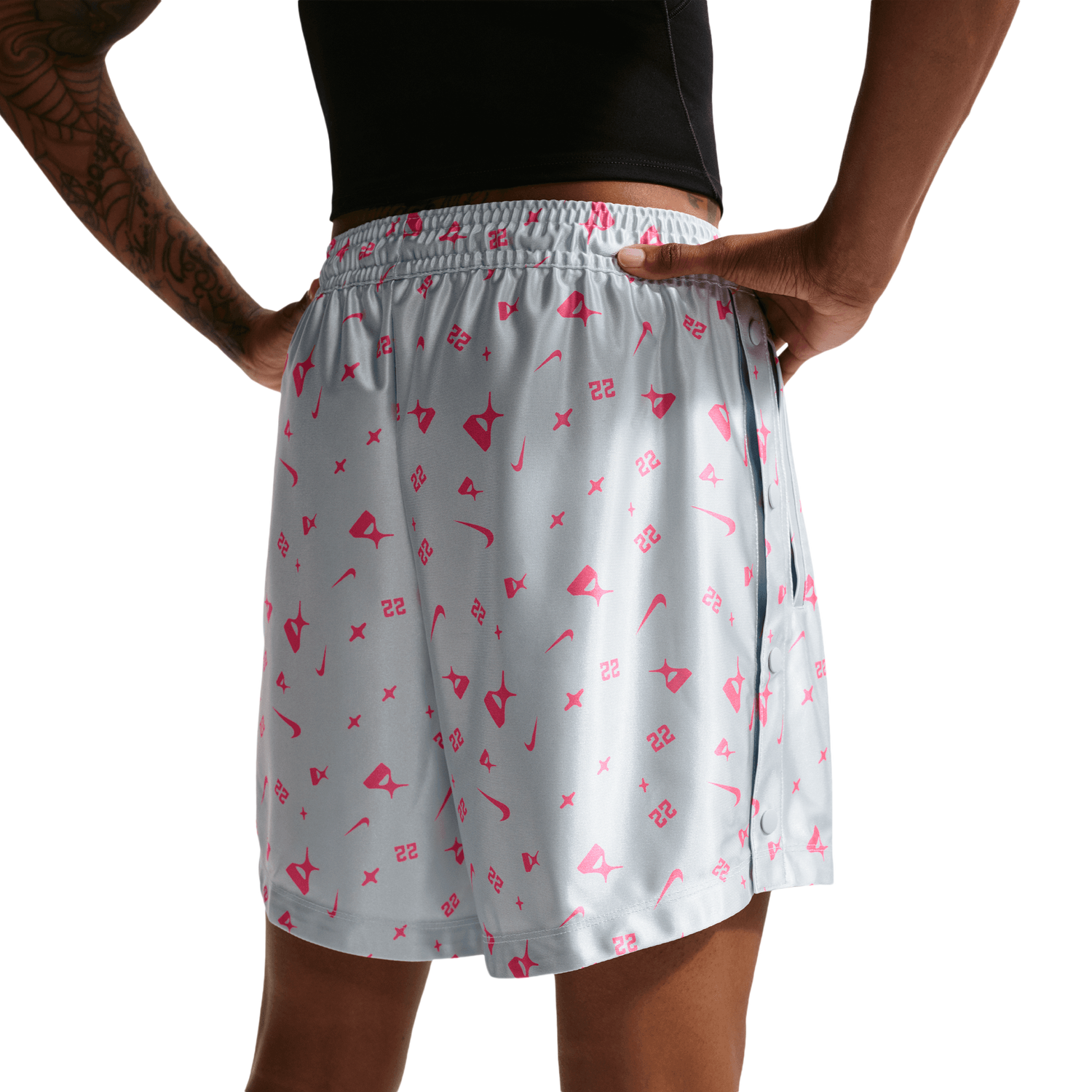 Nike Dri-FIT A'Ja Signature Shine Shorts - Women's - Pure Platinum/Hyper Pink