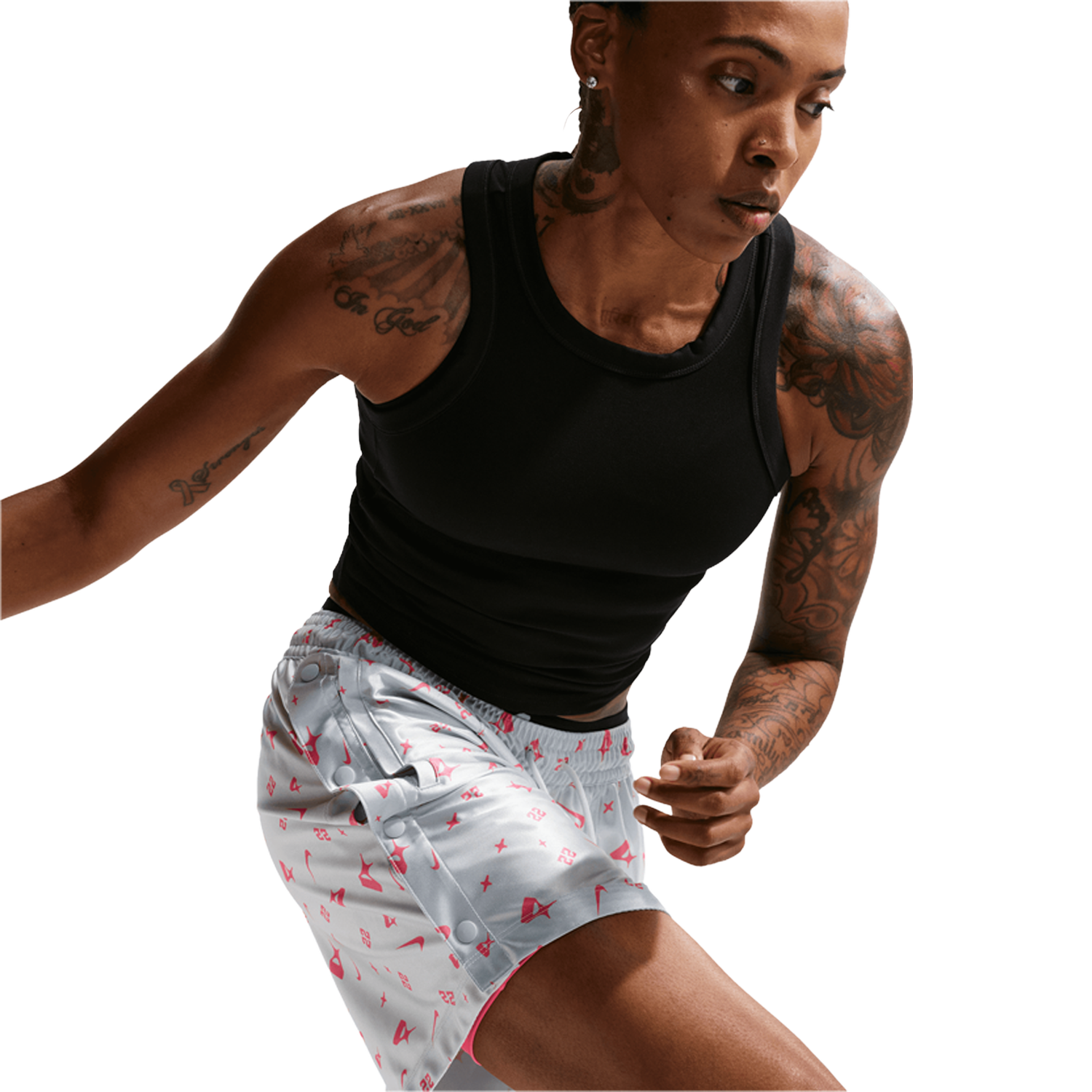 Nike Dri-FIT A'Ja Signature Shine Shorts - Women's - Pure Platinum/Hyper Pink
