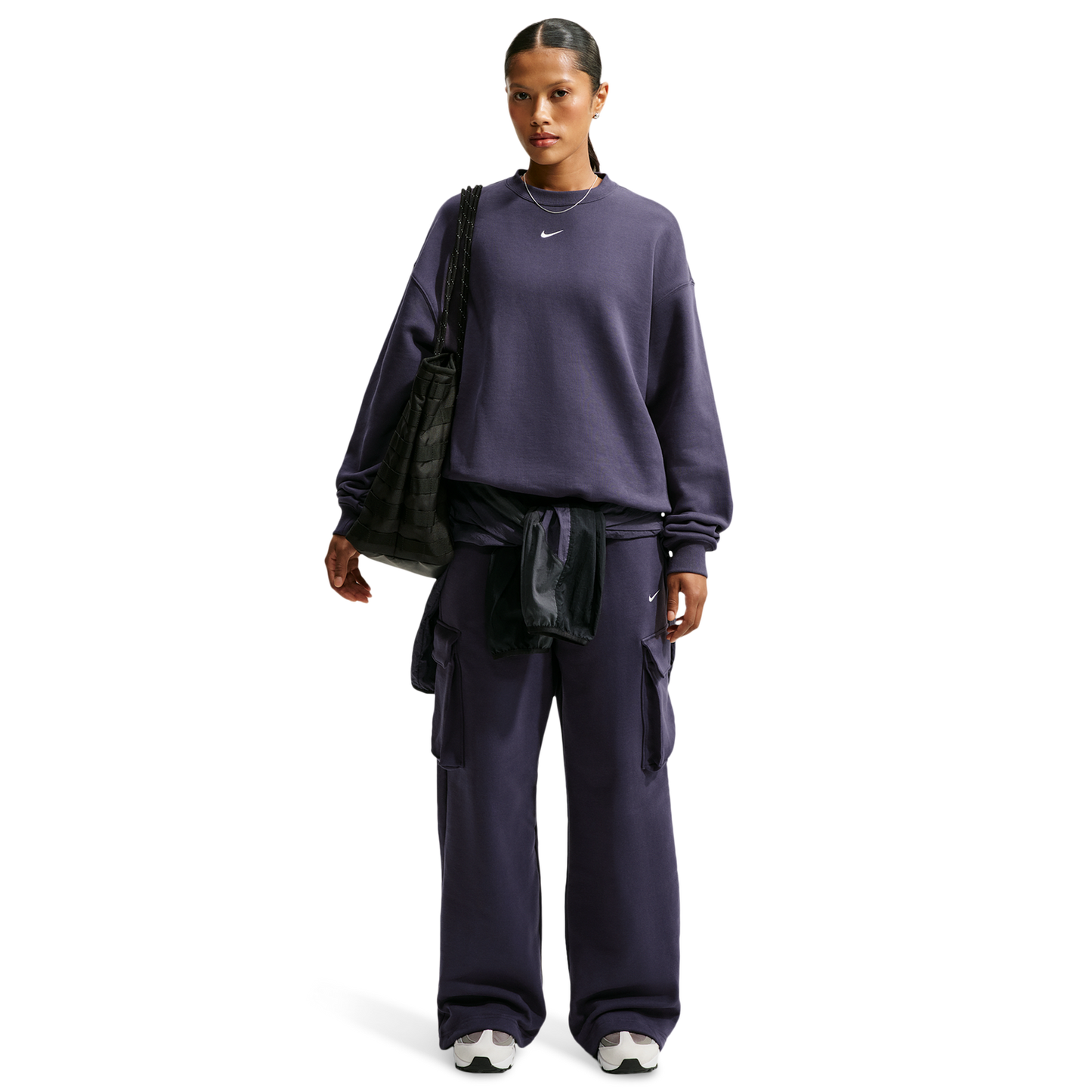 Nike Studio Fleece Oversized Crew - Women's - Sail/Gridiron