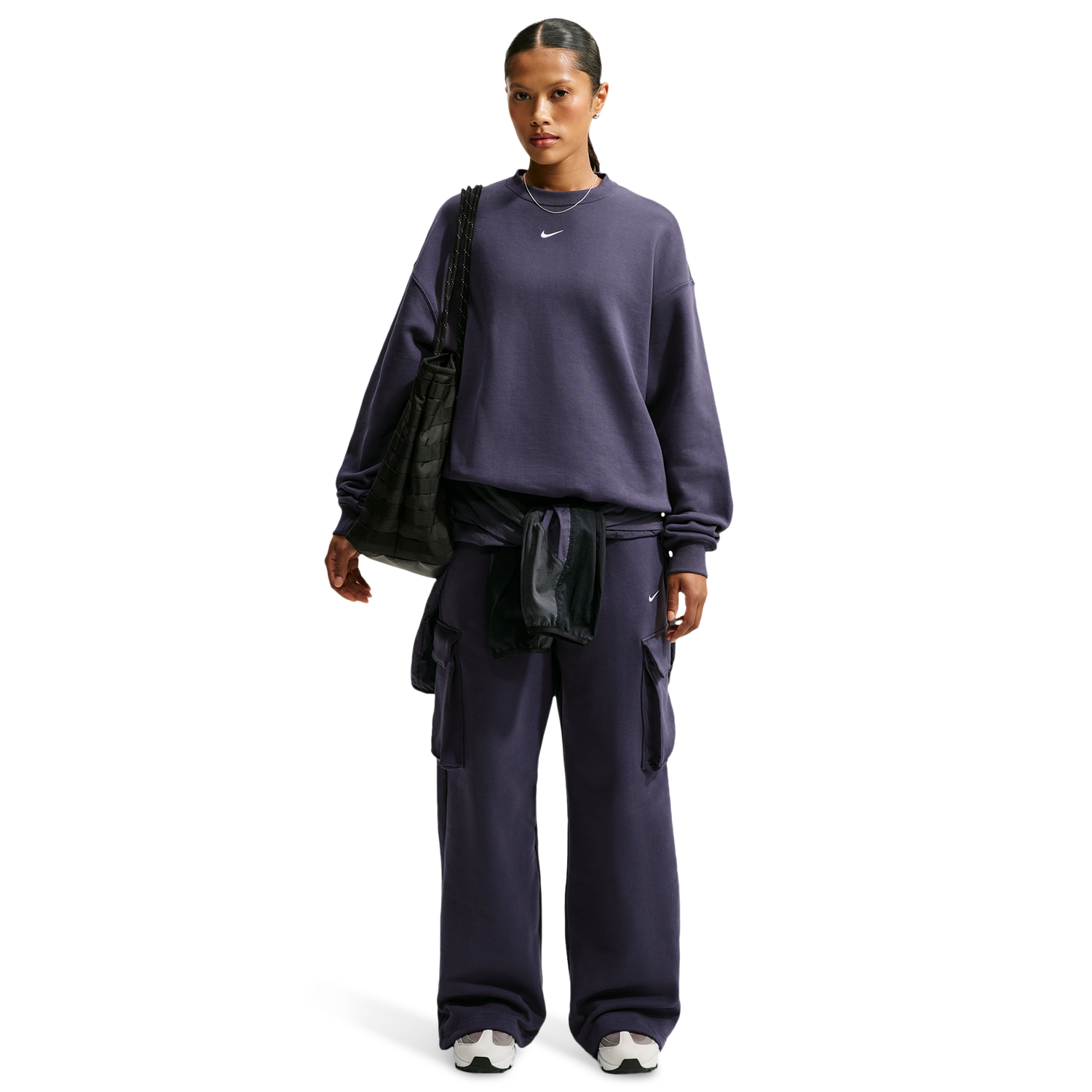 Nike Studio Fleece Oversized Crew - Women's - Sail/Gridiron