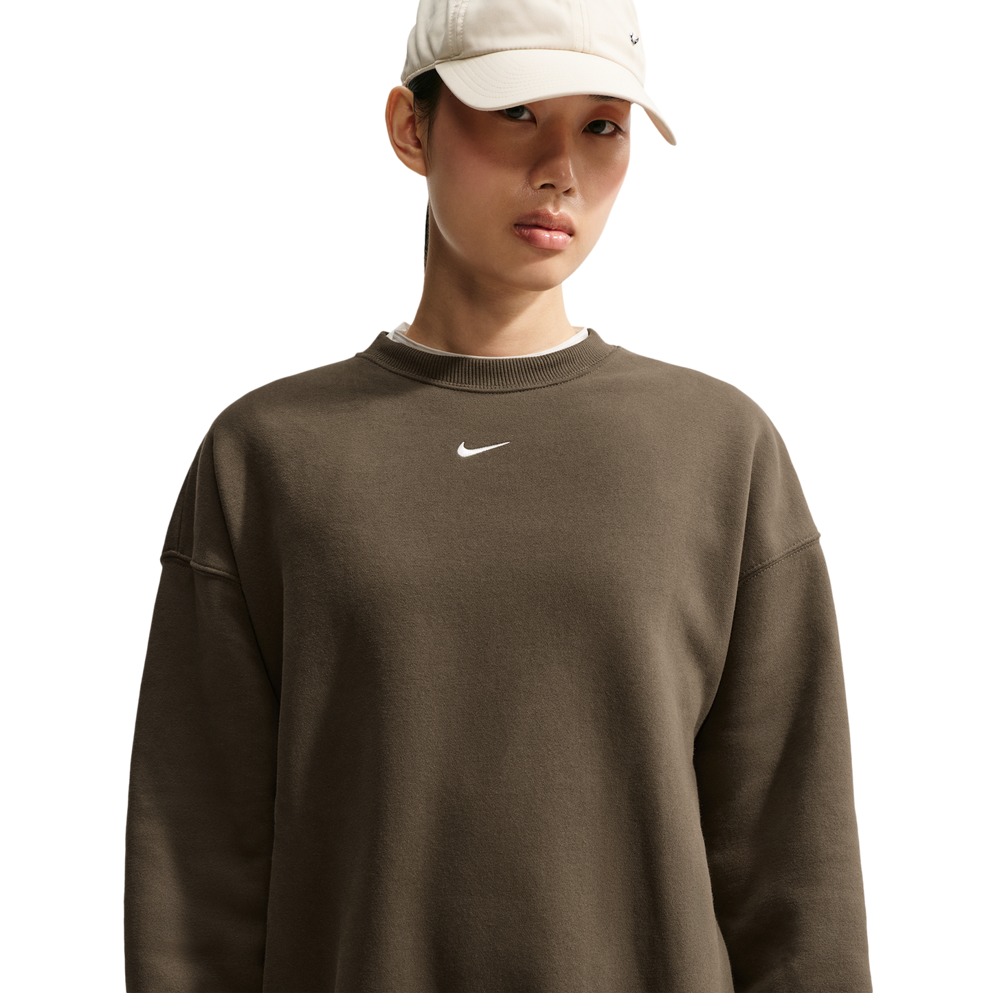 Nike Studio Fleece Oversized Crew - Women's - Sail/Dark Hazel