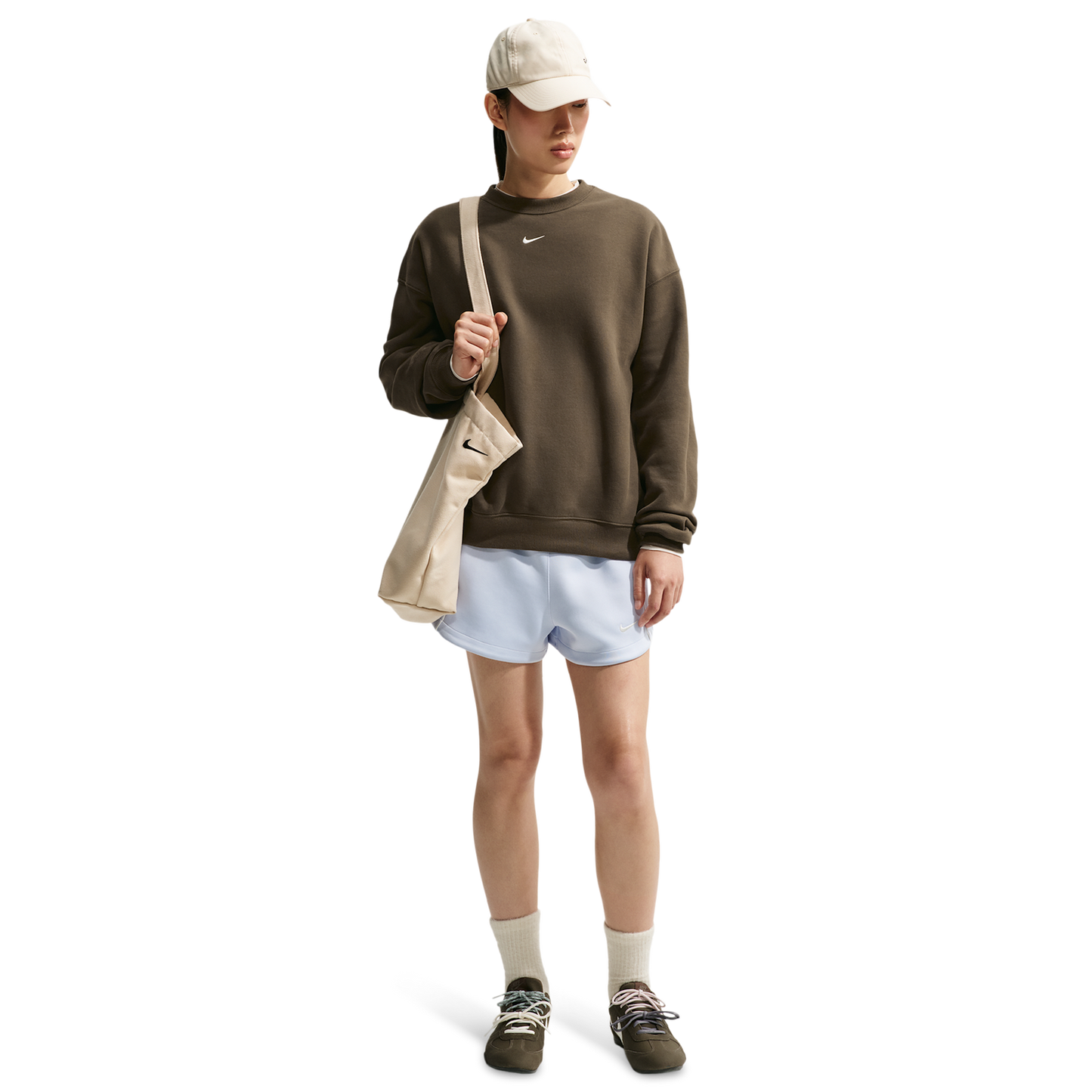 Nike Studio Fleece Oversized Crew - Women's - Sail/Dark Hazel