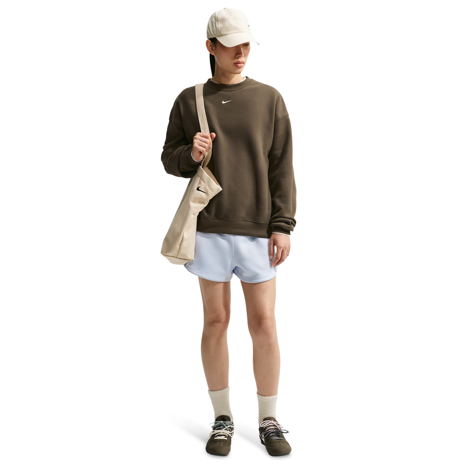 Nike Studio Fleece Oversized Crew - Women's - Sail/Dark Hazel