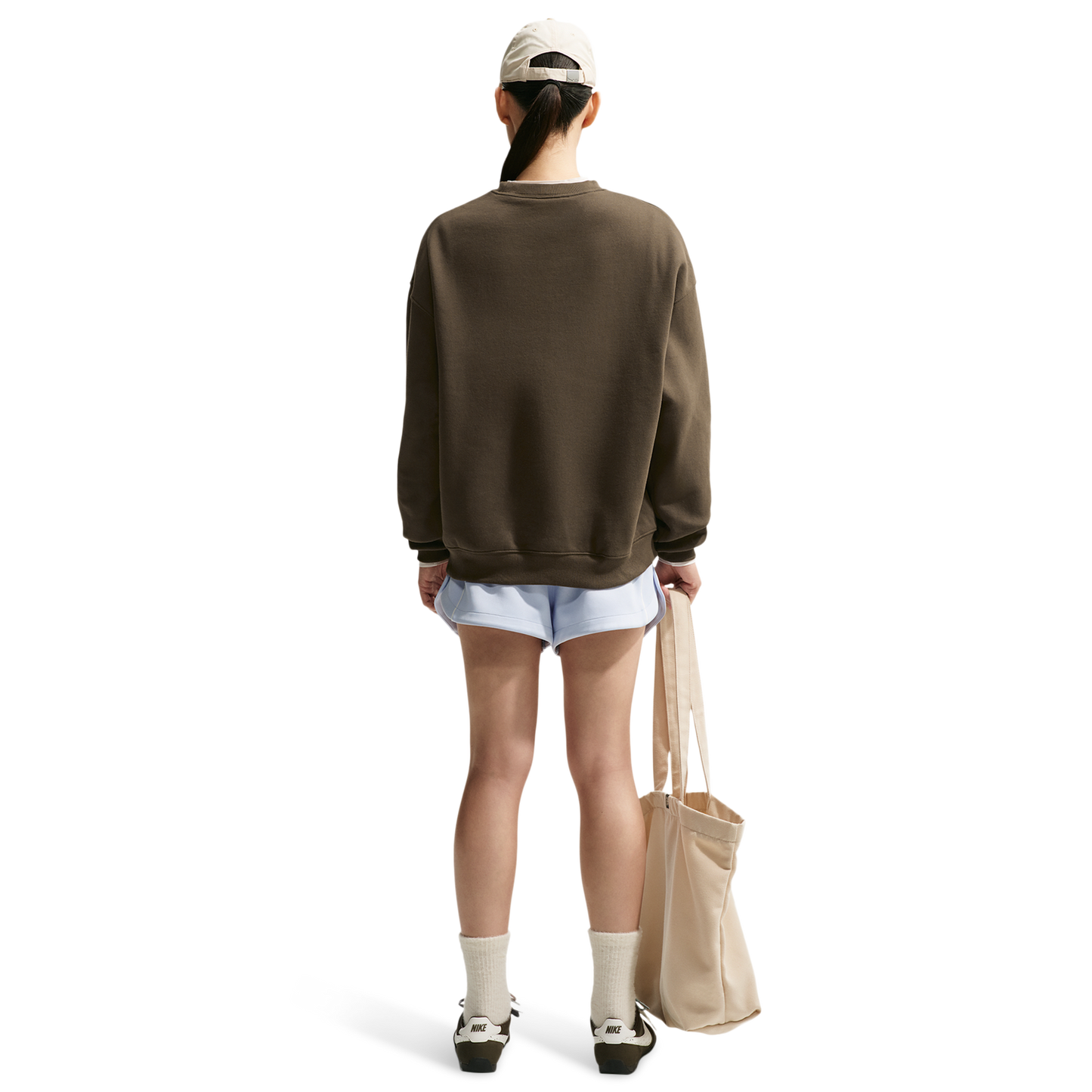 Nike Studio Fleece Oversized Crew - Women's - Sail/Dark Hazel