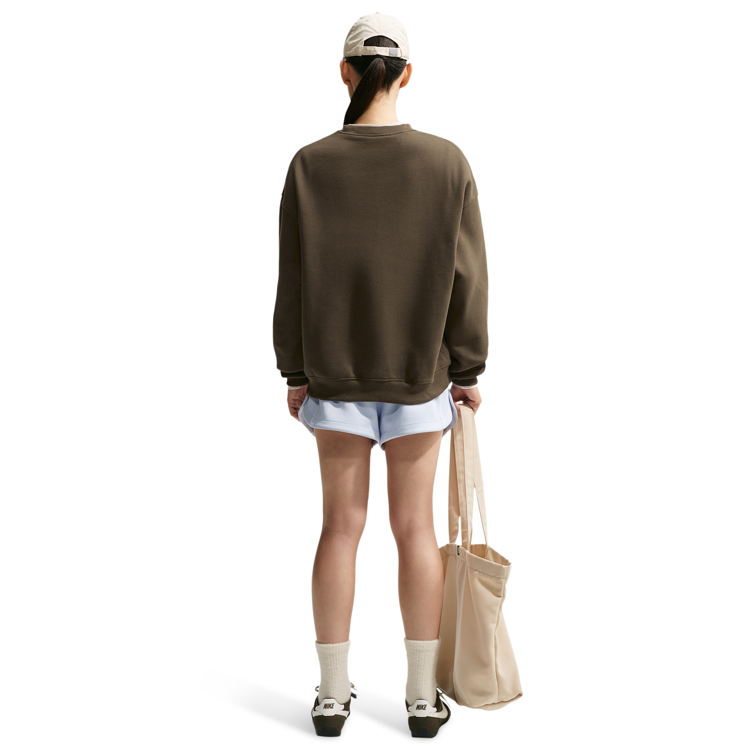 Nike Studio Fleece Oversized Crew - Women's - Sail/Dark Hazel