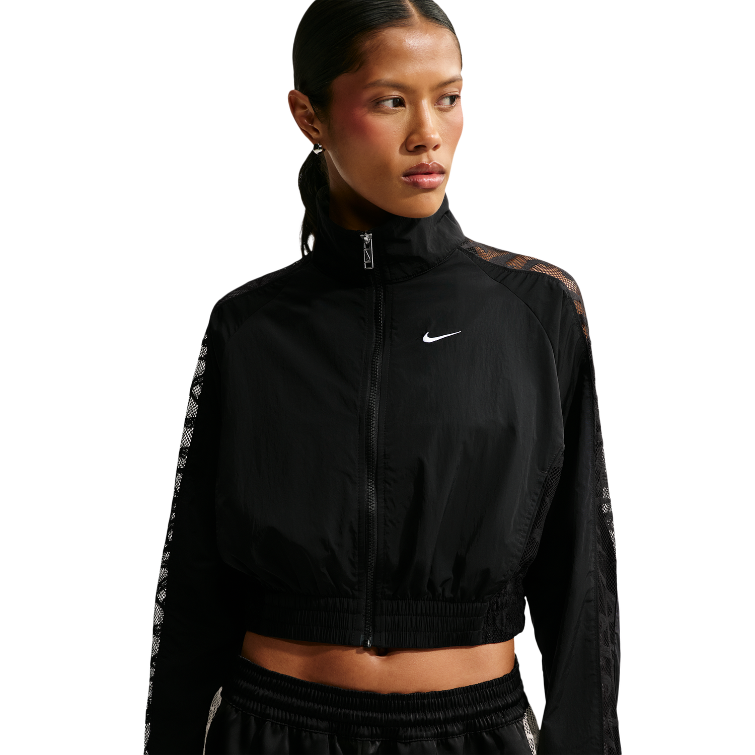 Nike Lace Inset Track Jacket - Women's - Black/Black/White