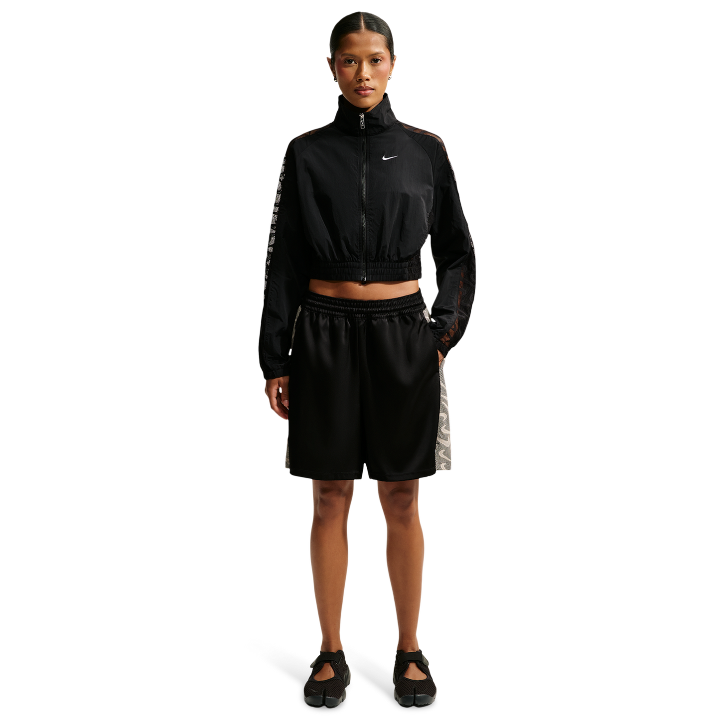 Nike Lace Inset Track Jacket - Women's - Black/Black/White