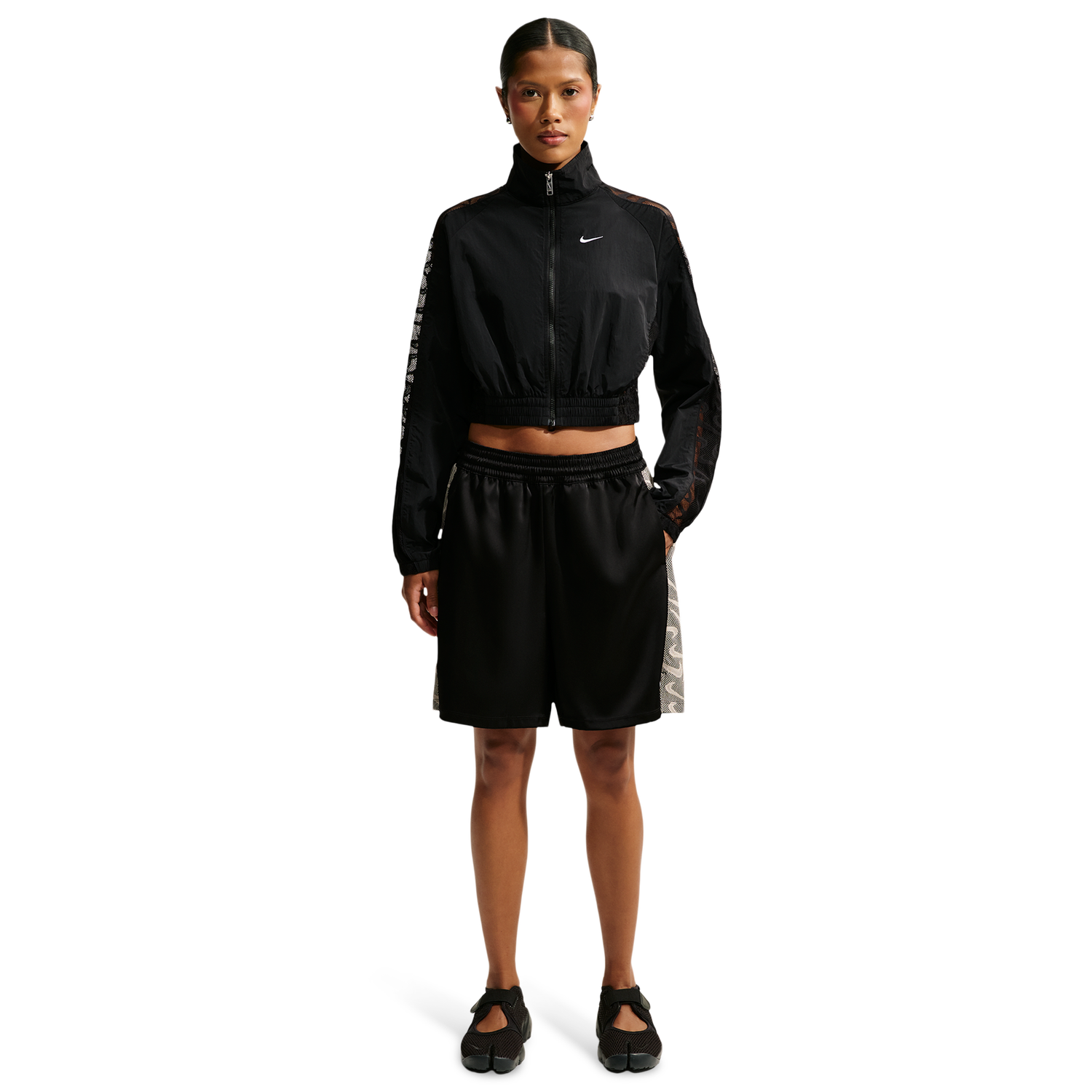 Nike Lace Inset Track Jacket - Women's - Black/Black/White