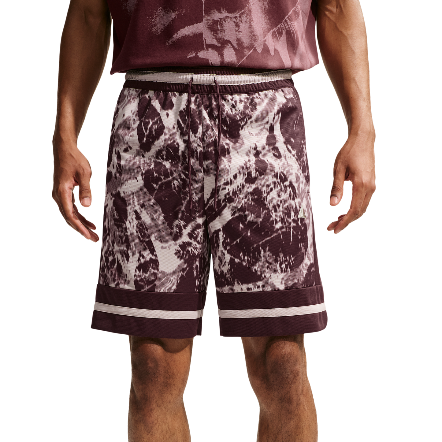 Nike Ja Dri-FIT Game Classic 8In Short AOP - Men's - Burgundy Crush/Moon Particle/Metallic Silver