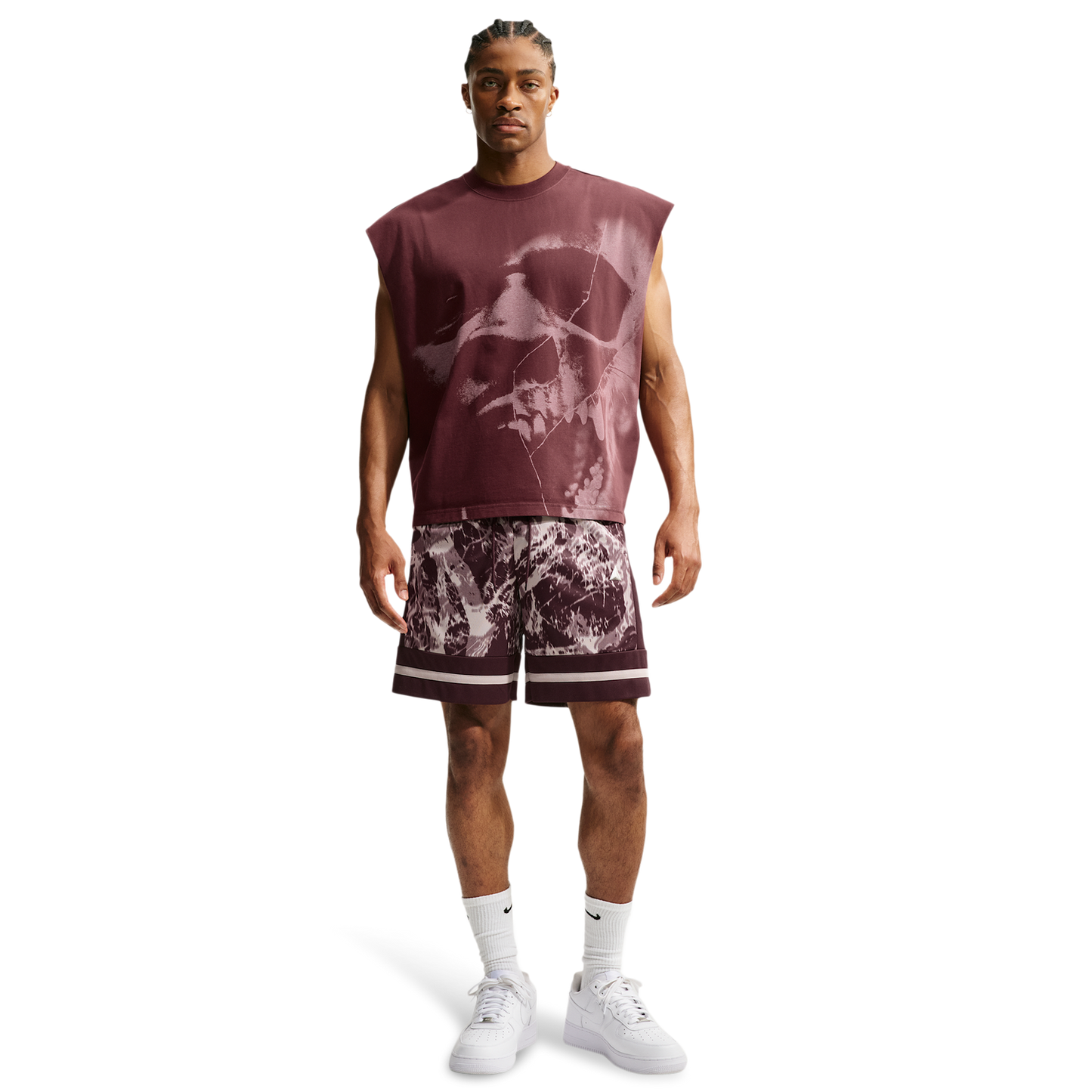 Nike Ja Dri-FIT Game Classic 8In Short AOP - Men's - Burgundy Crush/Moon Particle/Metallic Silver