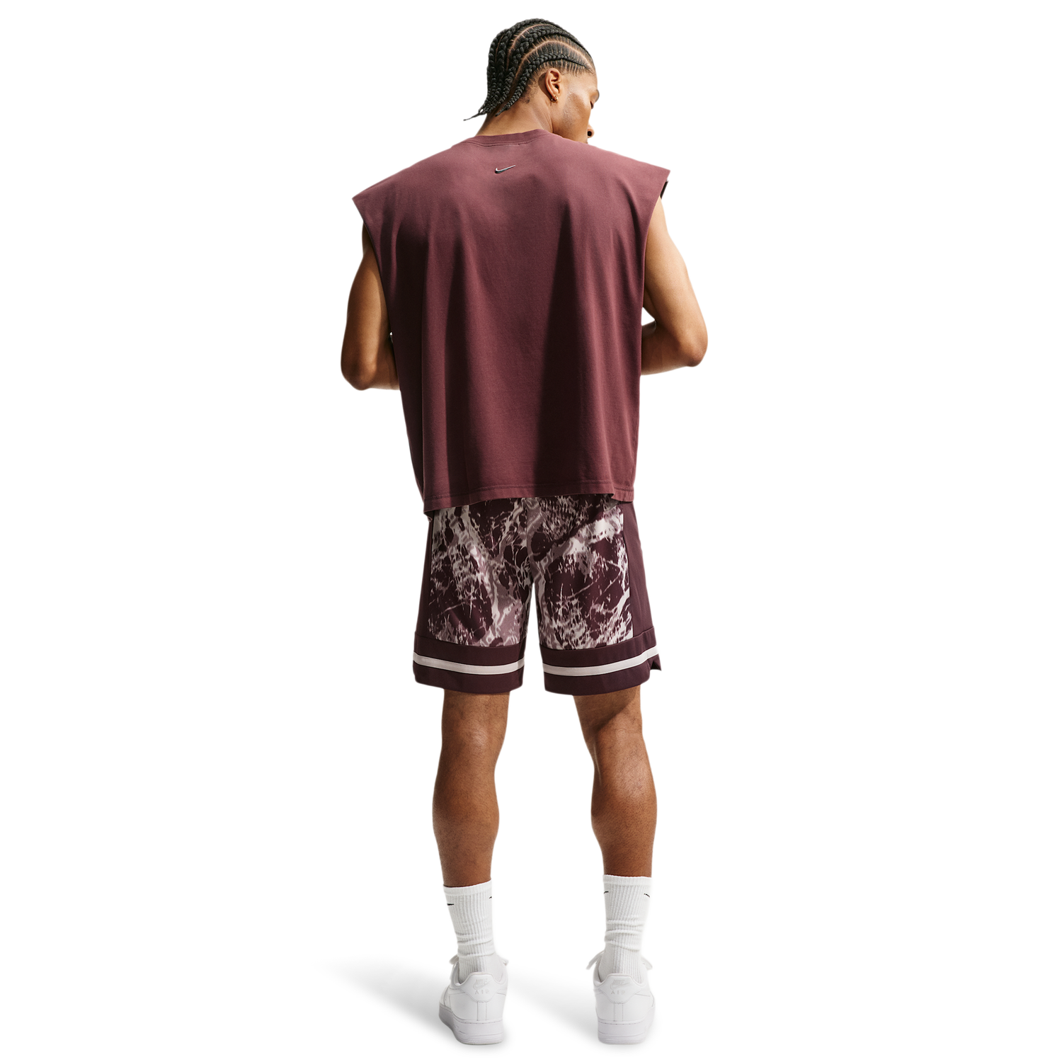 Nike Ja Dri-FIT Game Classic 8In Short AOP - Men's - Burgundy Crush/Moon Particle/Metallic Silver